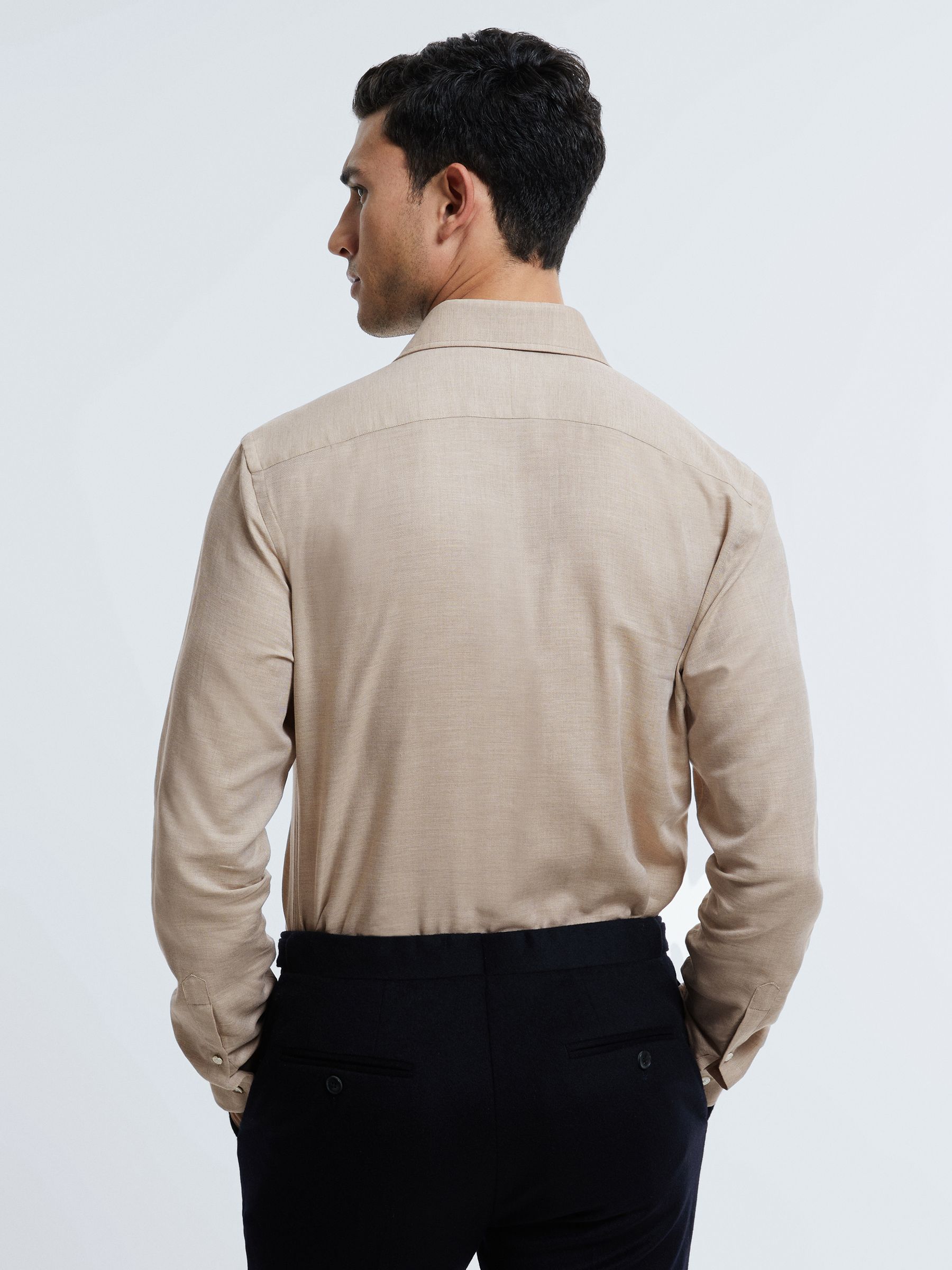Atelier Italian Cotton Cashmere Shirt in Taupe - Image 5 of 6