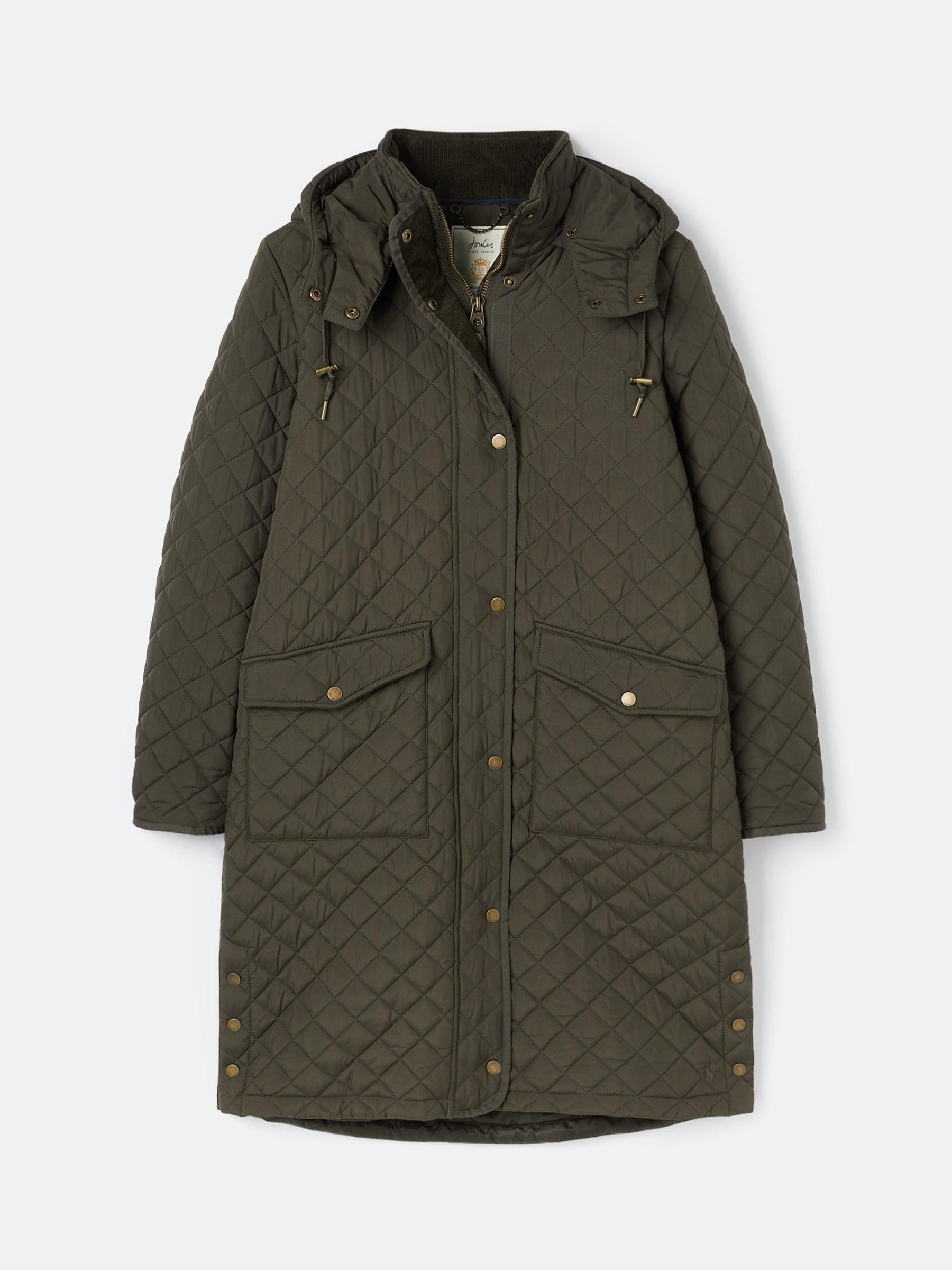 Chatsworth Green Showerproof Long Diamond Quilted Coat With Hood - Image 1 of 1