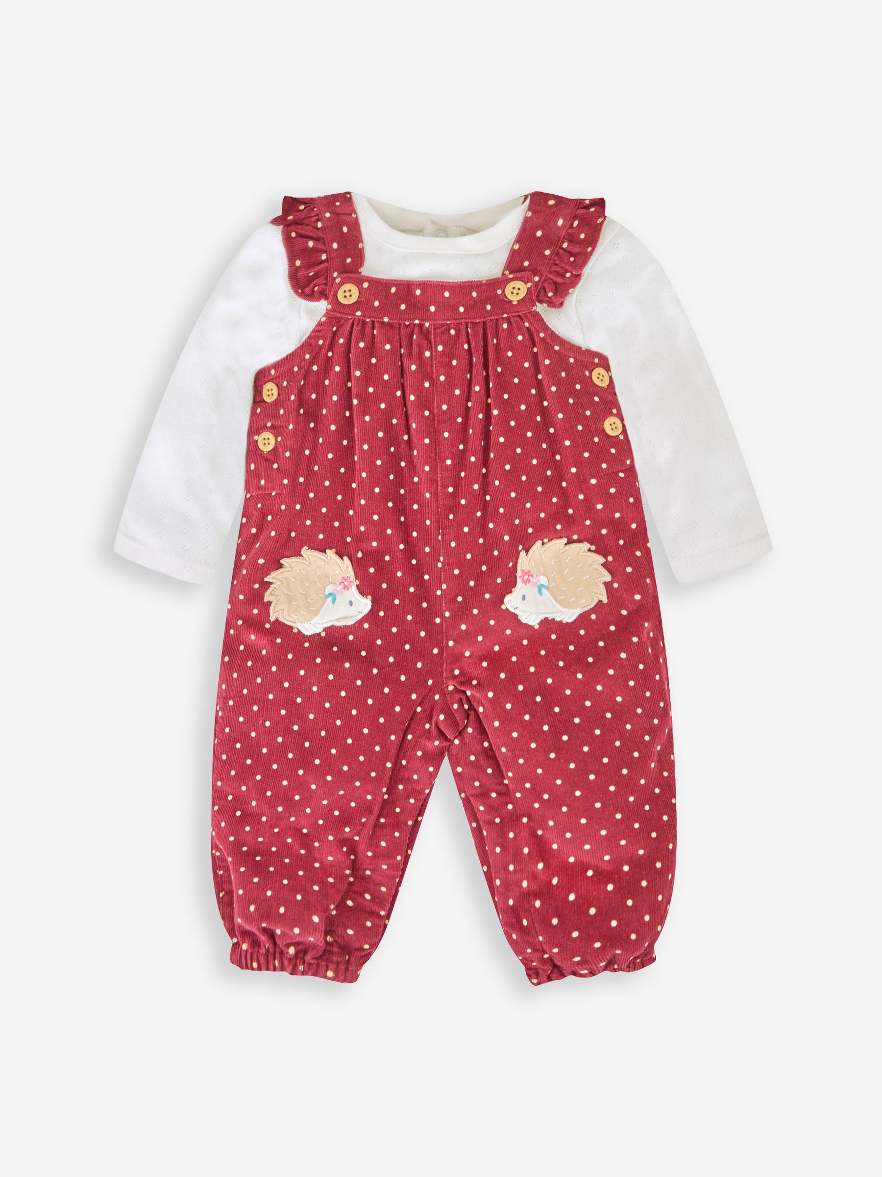 Berry Purple Hedgehog Appliqué Cord Dungarees & Top Set - Image 1 of 5
