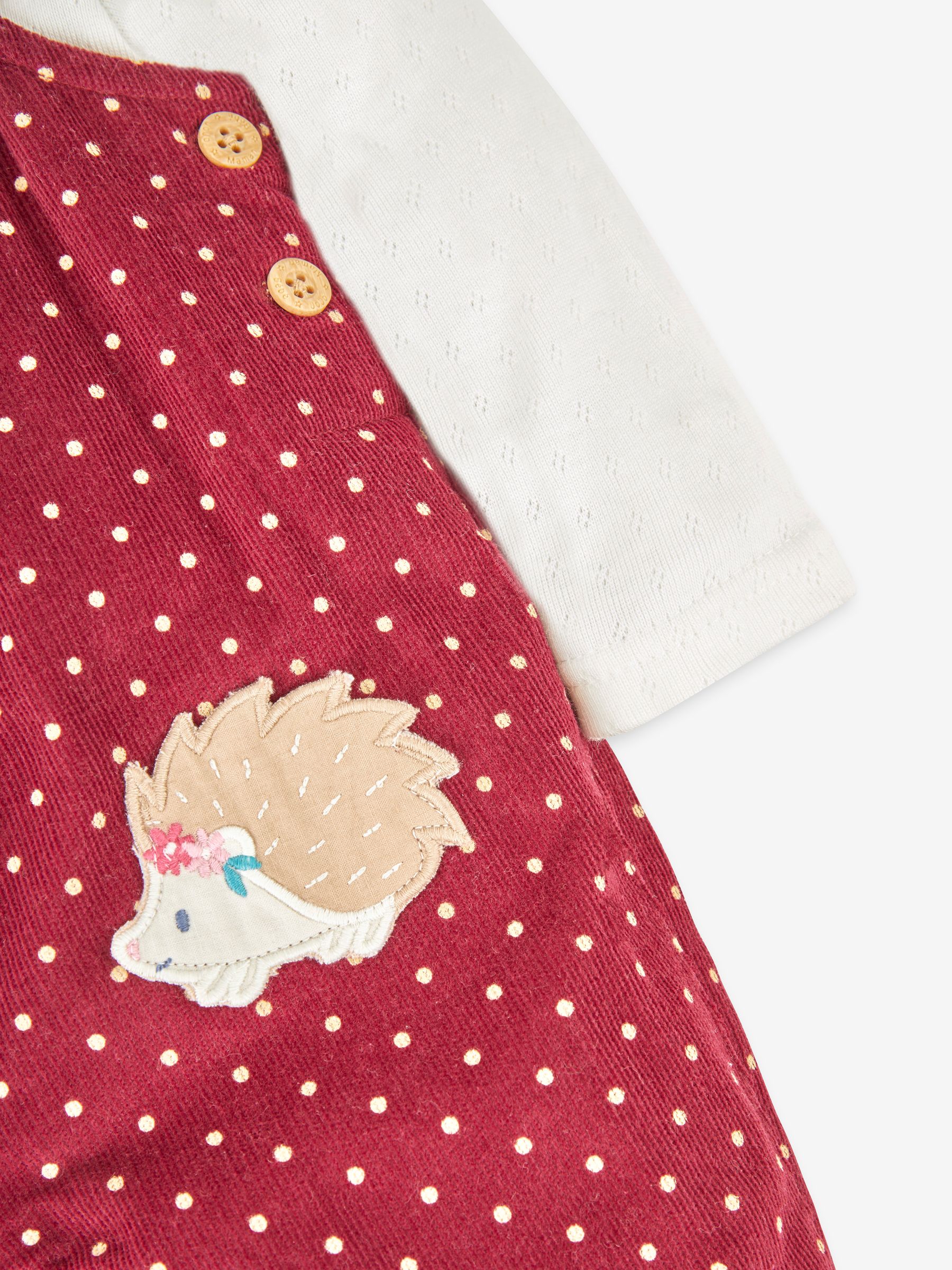 Berry Purple Hedgehog Appliqué Cord Dungarees & Top Set - Image 5 of 5