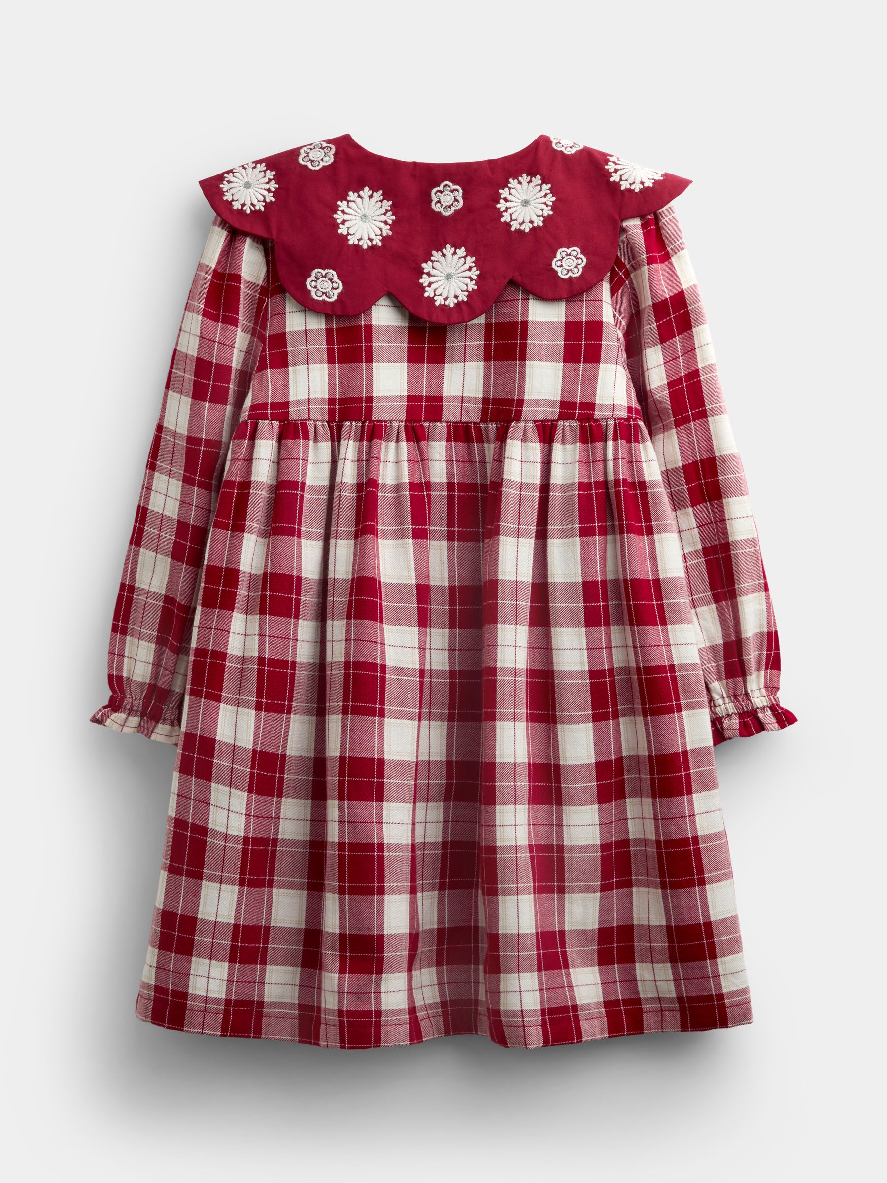 Red Tartan Check Embroidered Collar Dress - Image 5 of 8