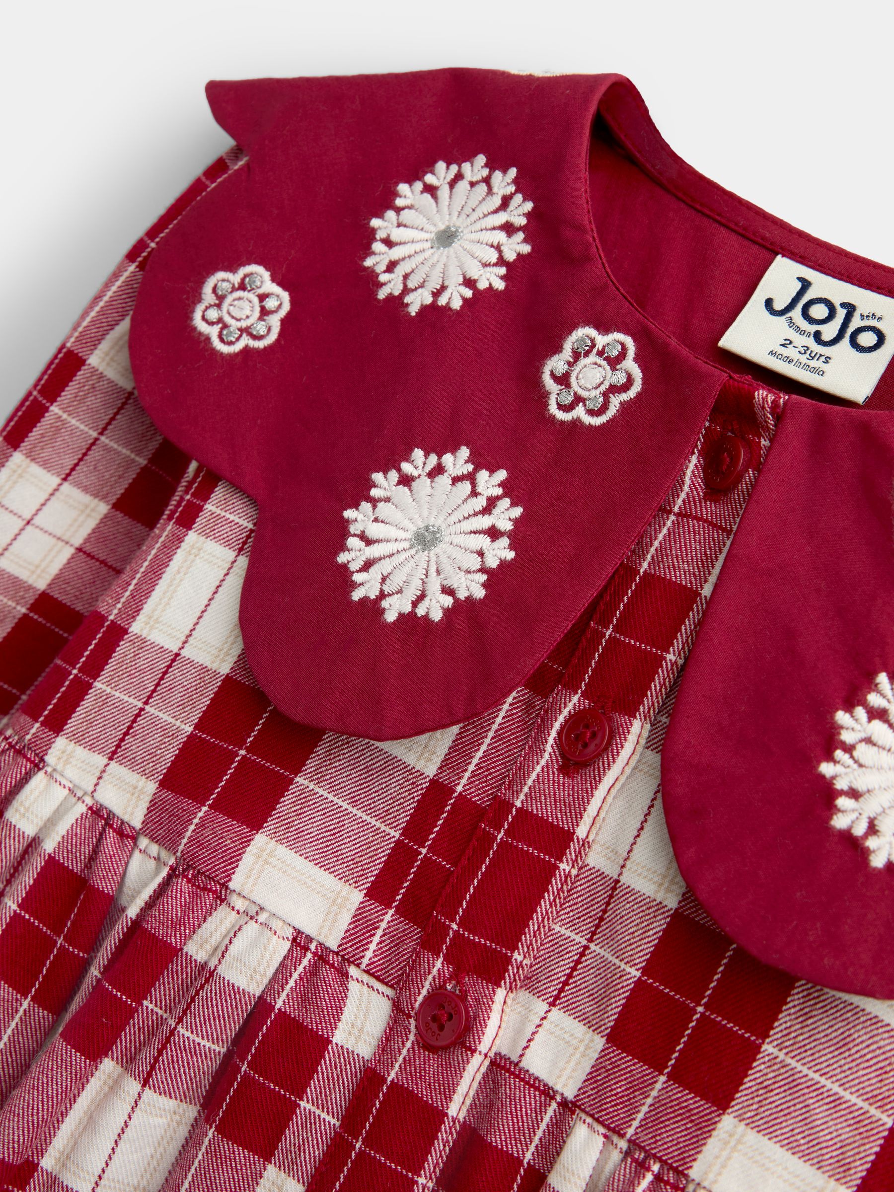 Red Tartan Check Embroidered Collar Dress - Image 7 of 8