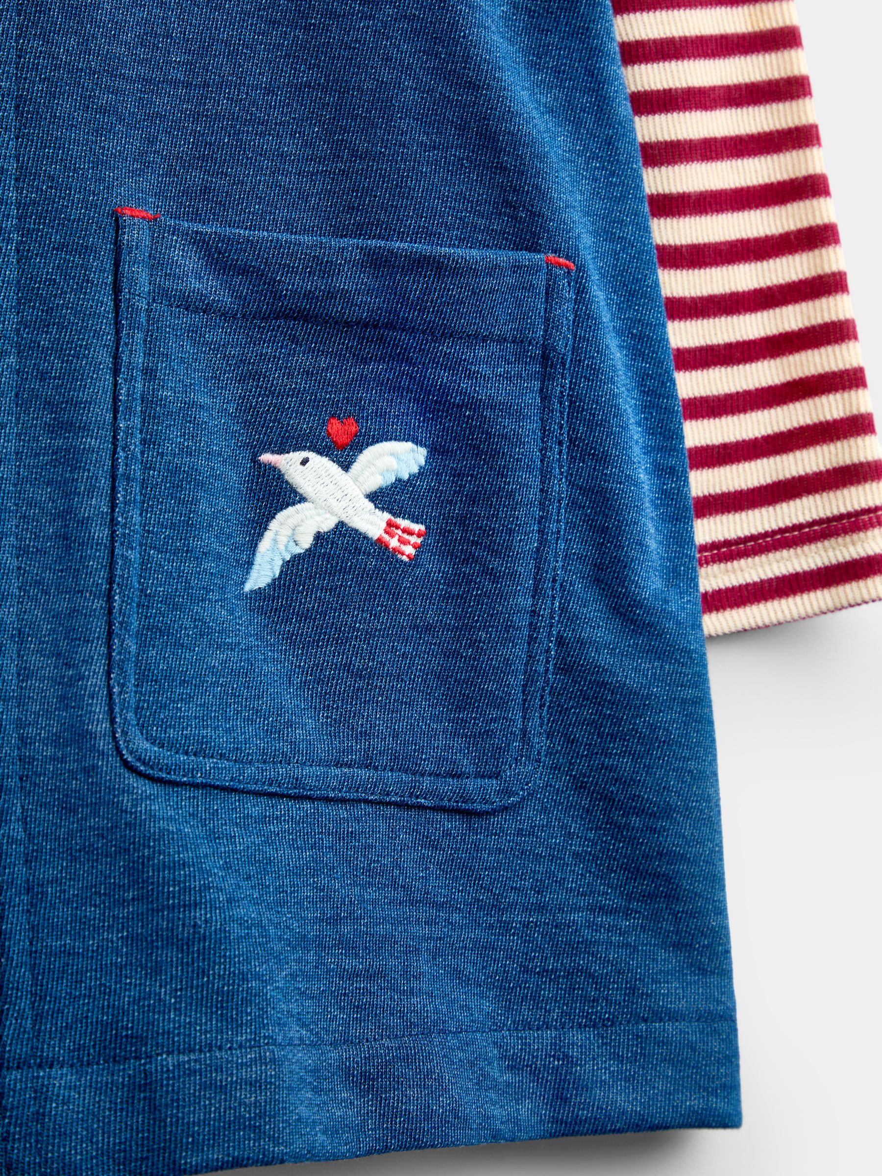 Denim Blue Stripe Jersey Denim Embroidered Pinny Top Set - Image 7 of 8