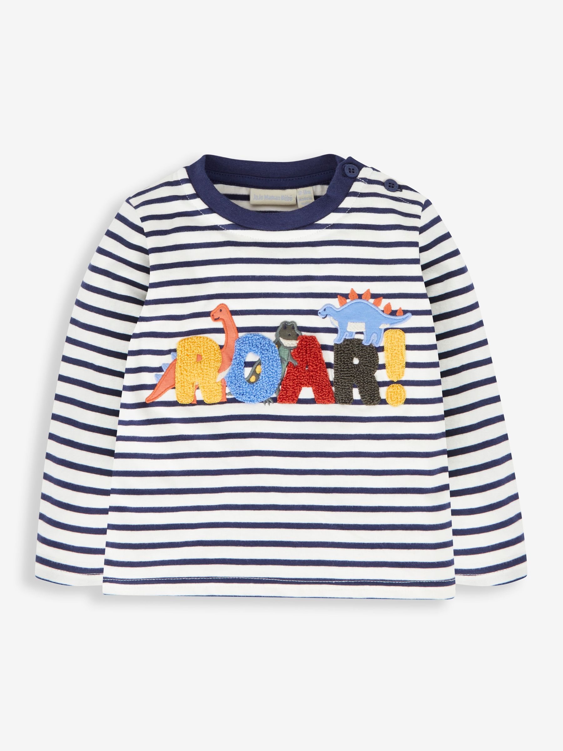 Ecru Navy Stripe Roar Appliqué Top - Image 1 of 2
