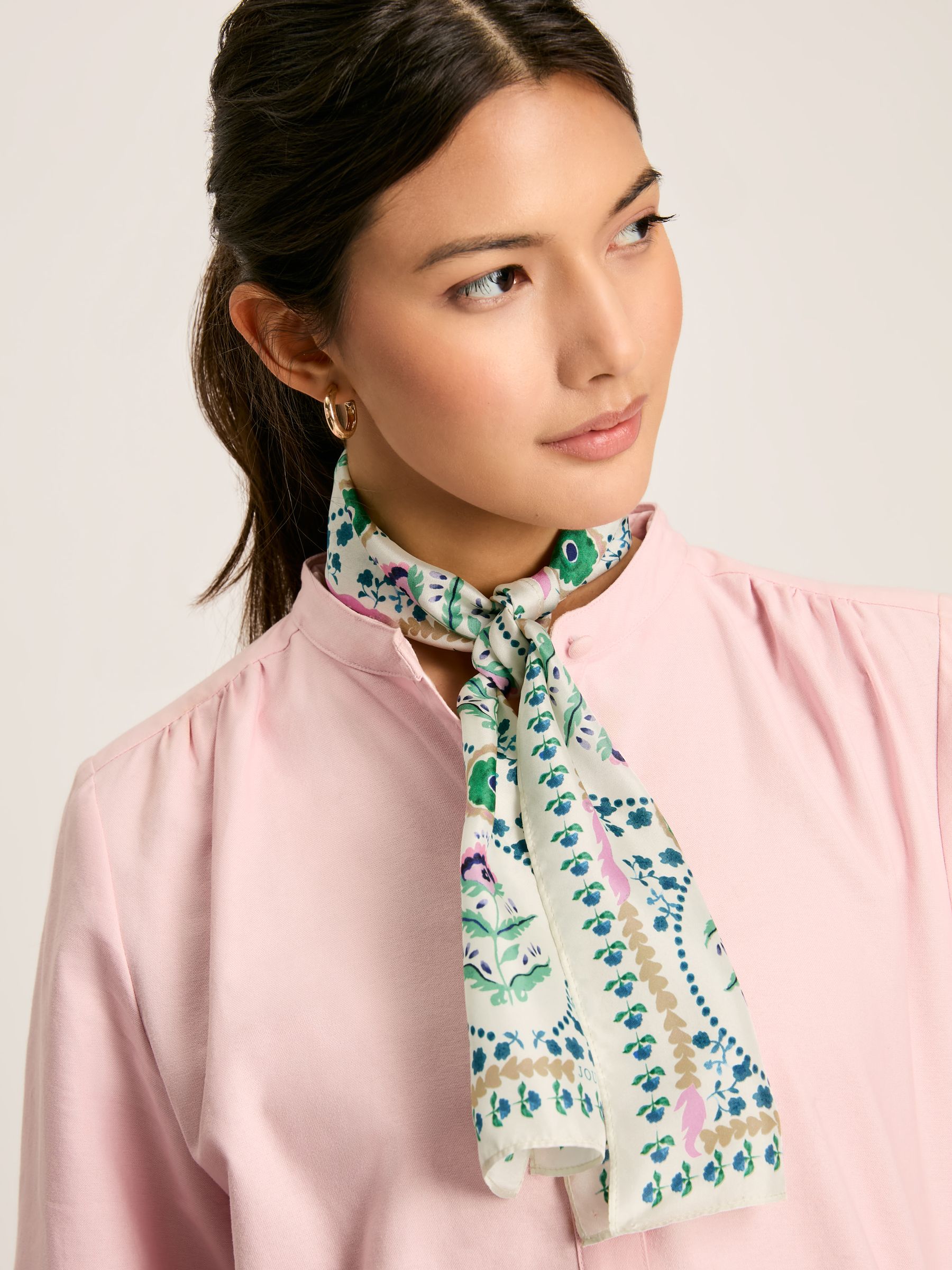 Highgrove Multi/White Skinny Printed Silk Scarf - Image 1 of 5