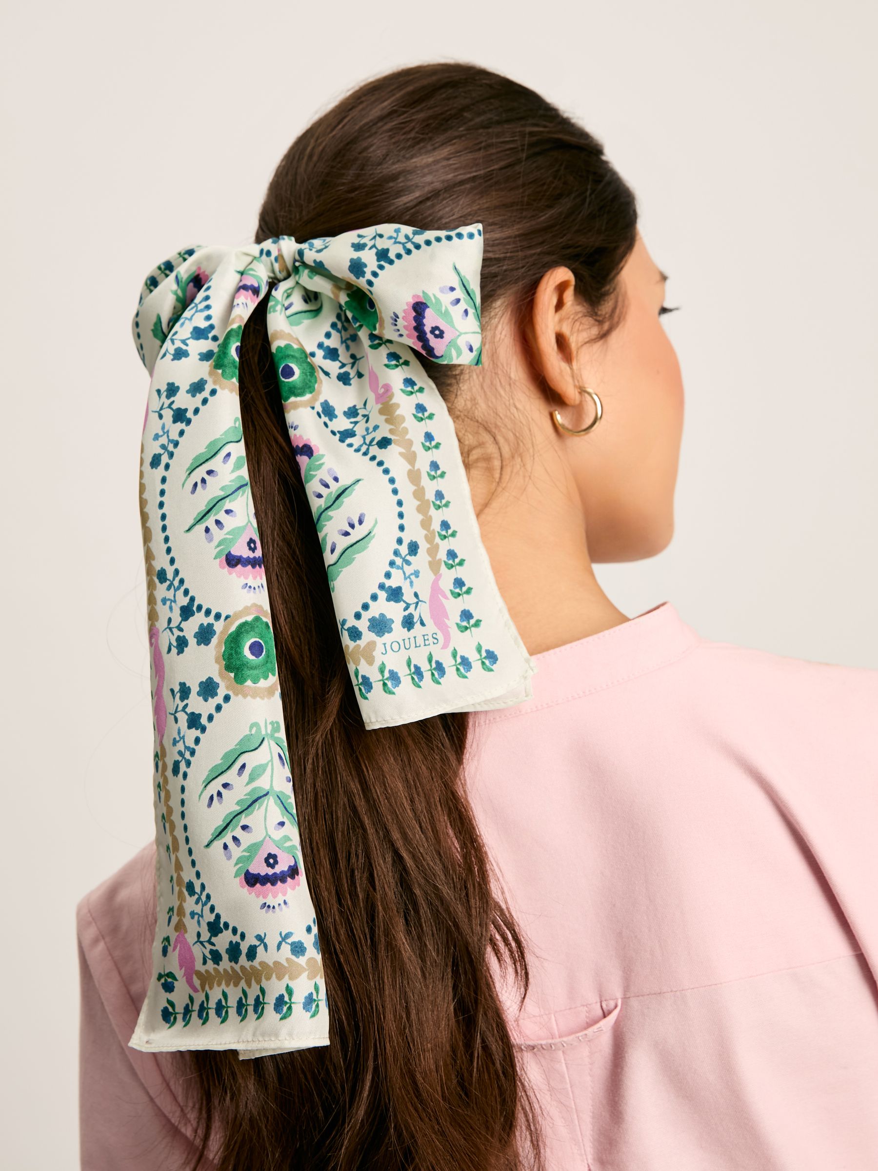 Highgrove Multi/White Skinny Printed Silk Scarf - Image 2 of 5