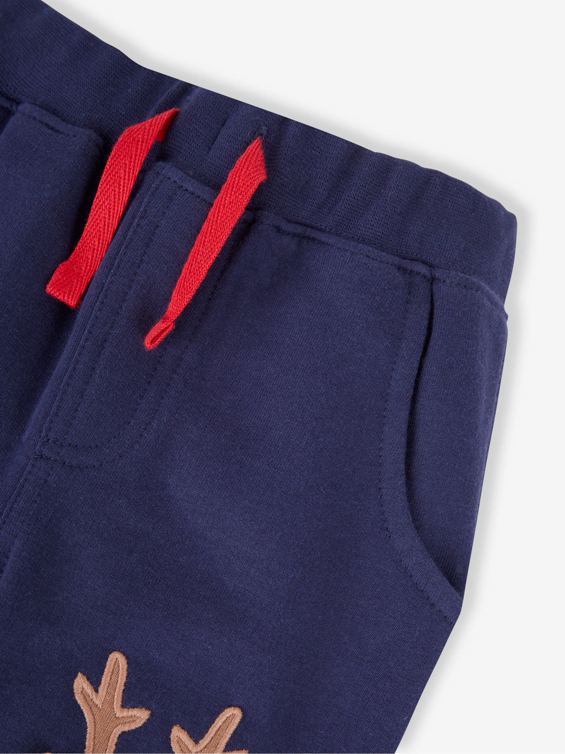 Navy Blue Reindeer Reindeer Appliqué Knee Joggers - Image 3 of 3