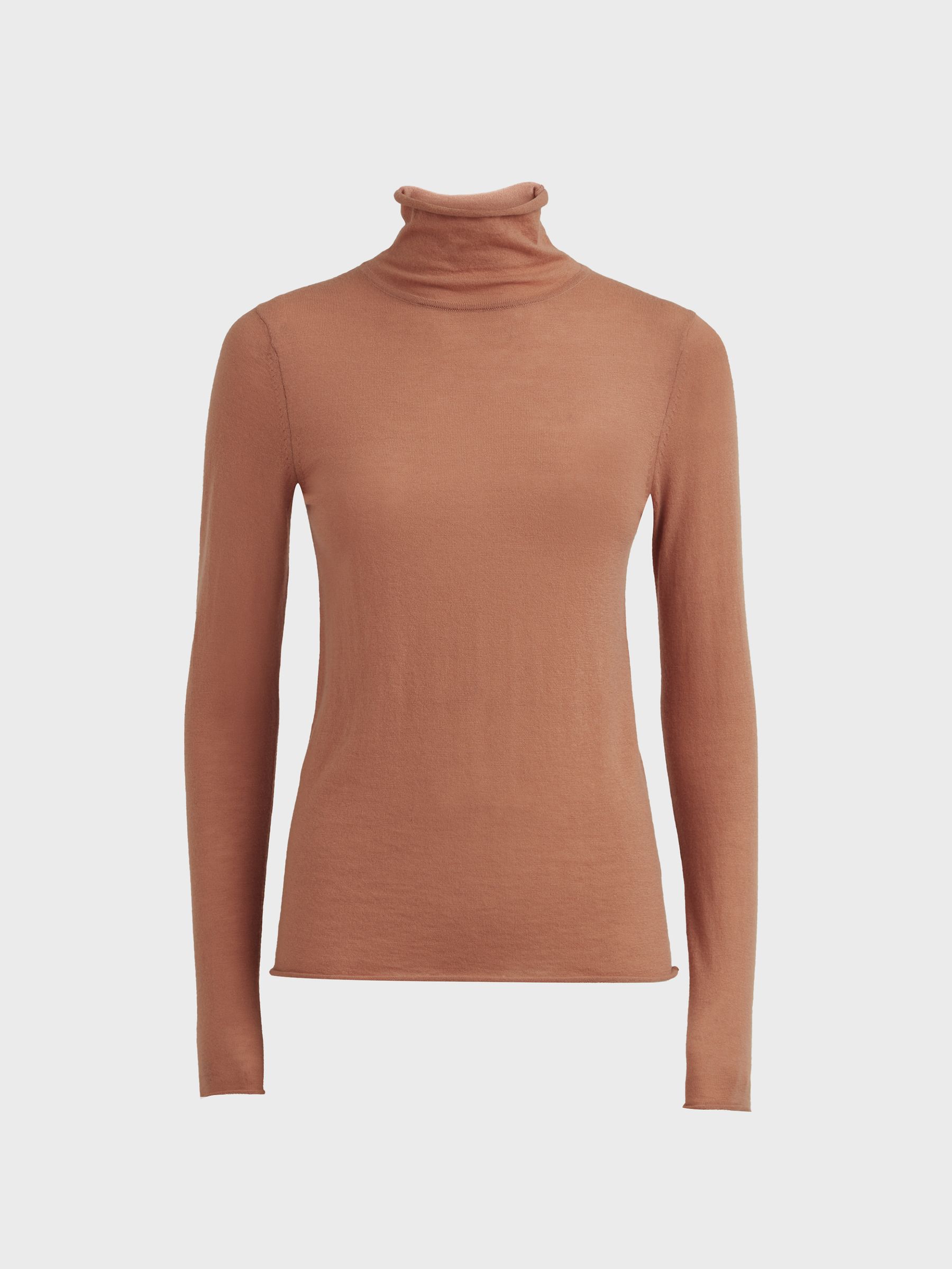 Wool-Cashmere Roll Neck Top in Camel - Image 2 of 4