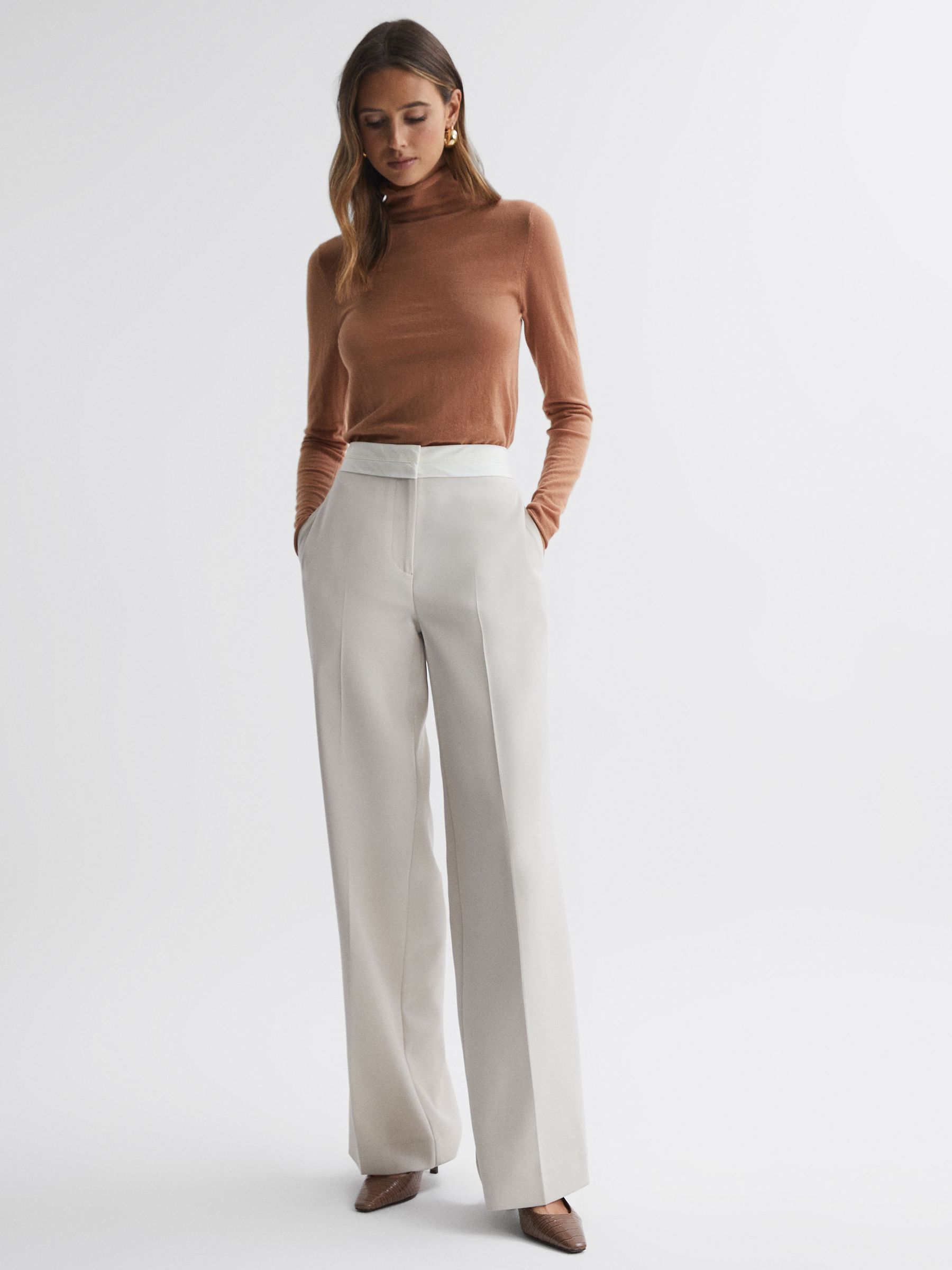 Wool-Cashmere Roll Neck Top in Camel - Image 3 of 4