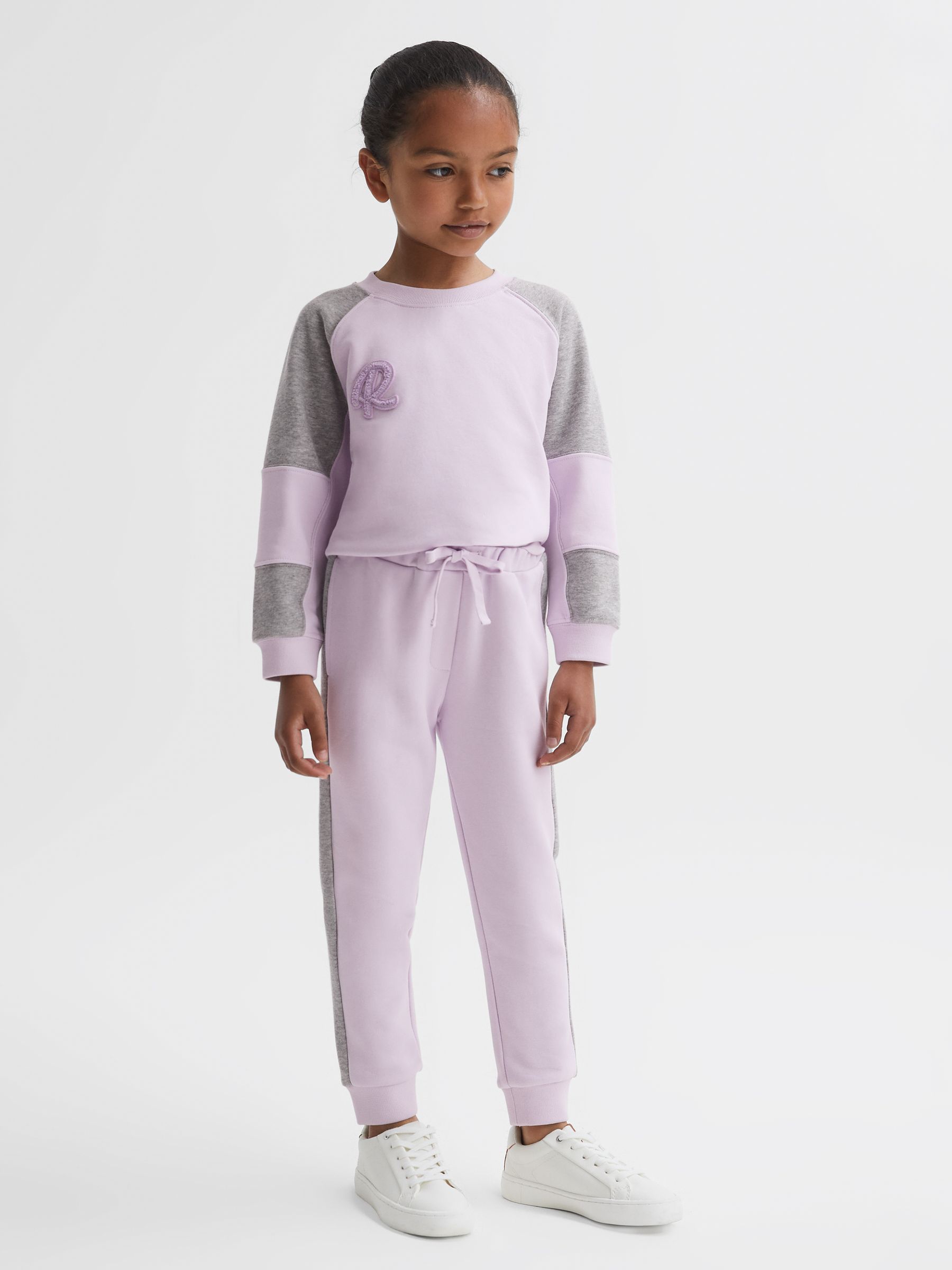 Junior Colourblock Motif Jersey Jumper in Lilac - Image 4 of 6