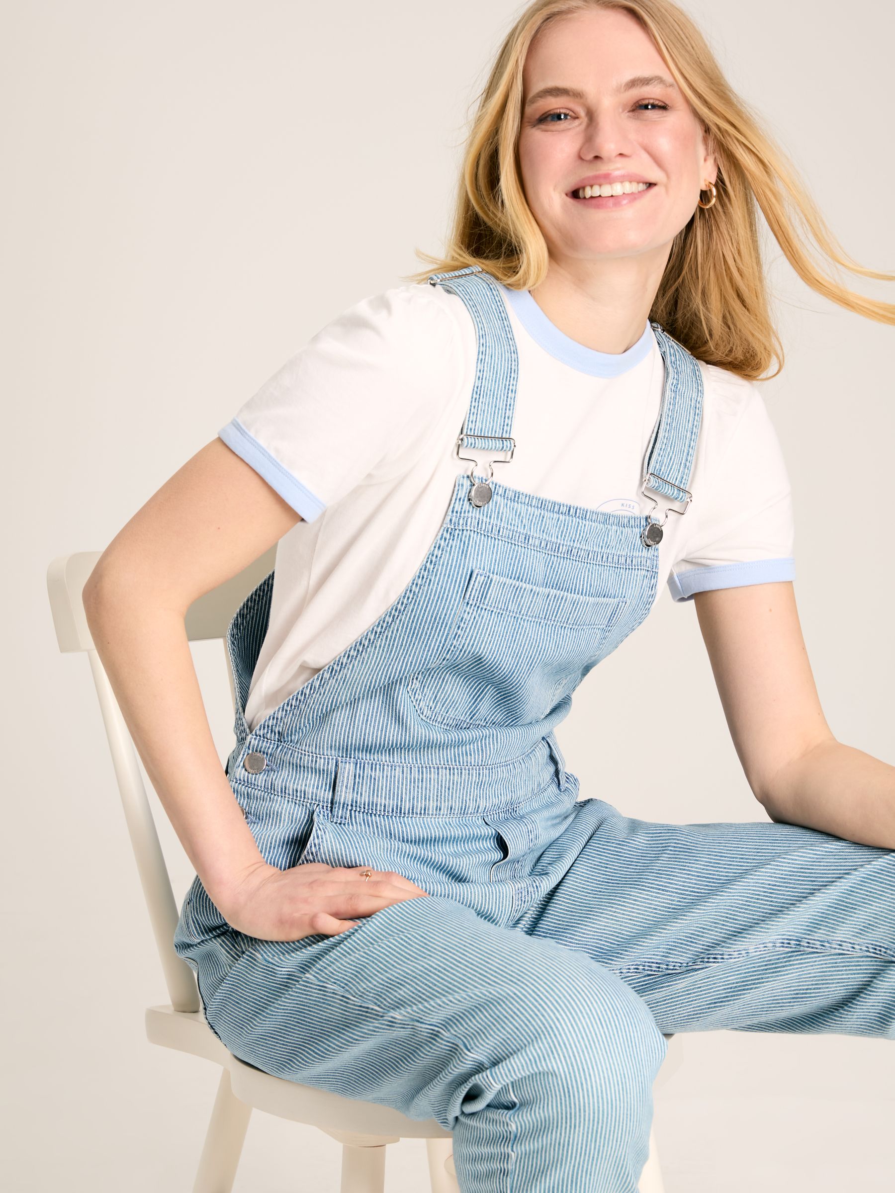 Railroad Blue & White Pinstripe Denim Dungarees - Image 4 of 7