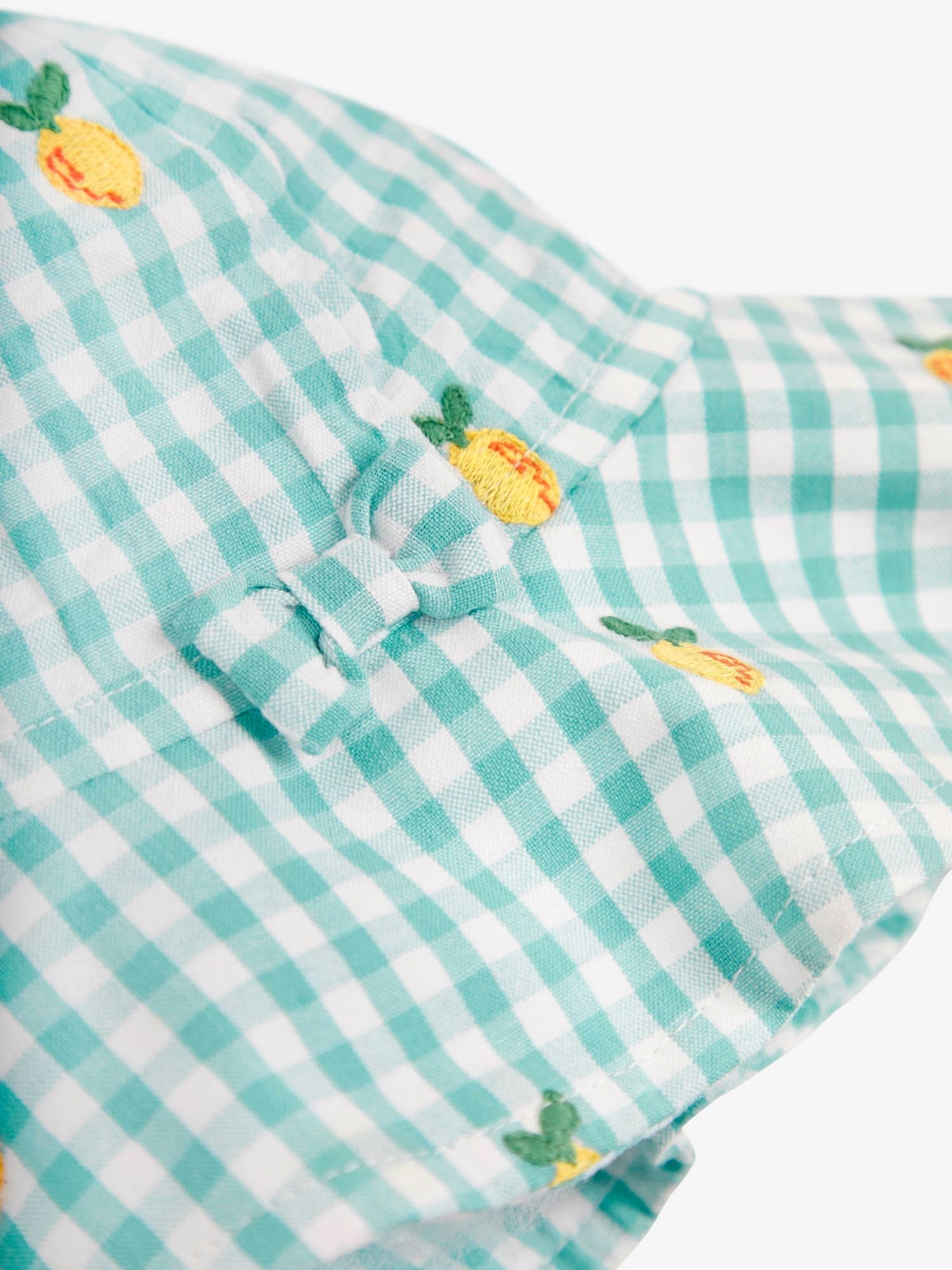 Duck Egg Embroidered Gingham Floppy Sun Hat - Image 4 of 4