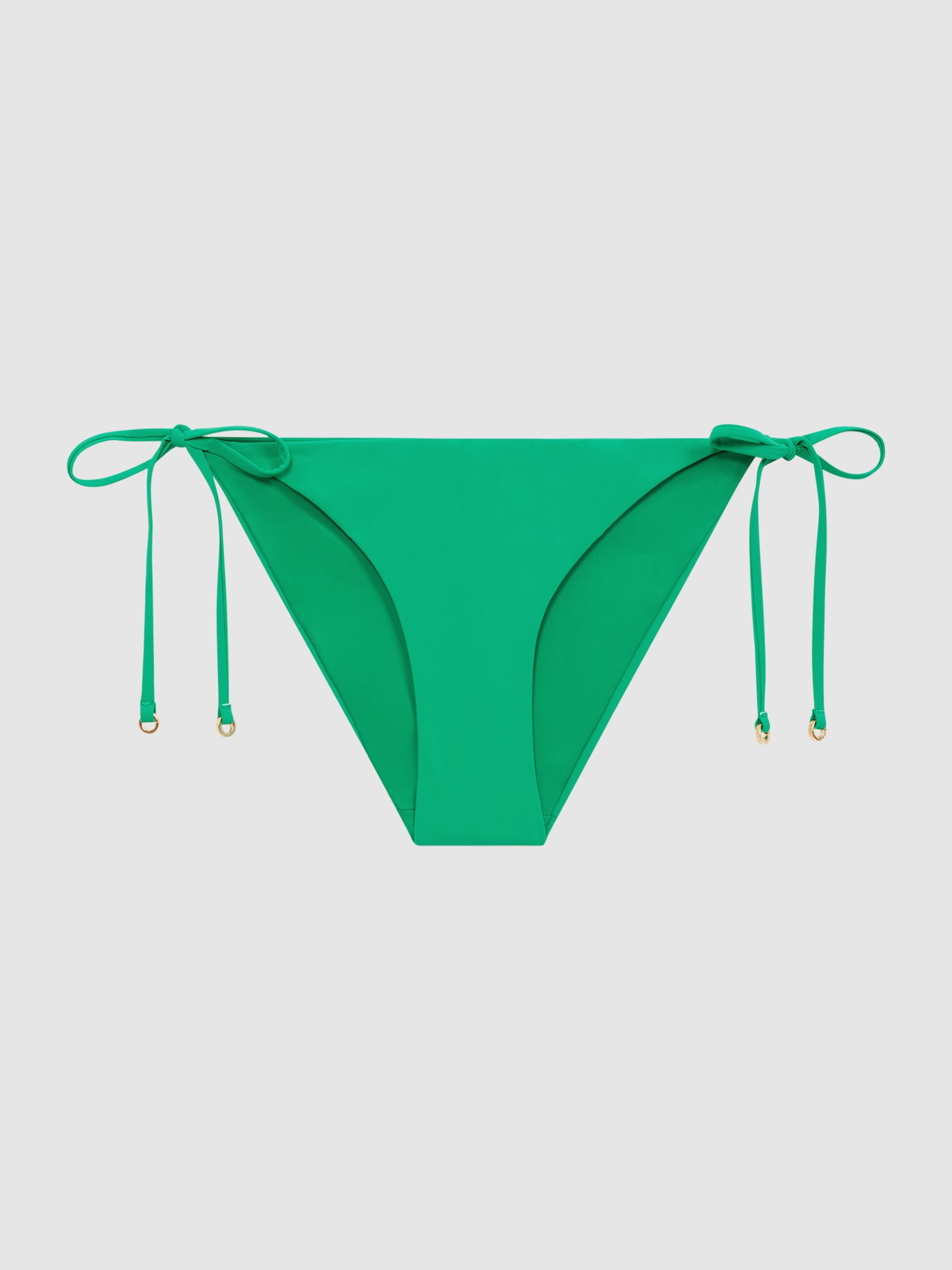 Side Tie Bikini Bottoms in Green - Image 2 of 5