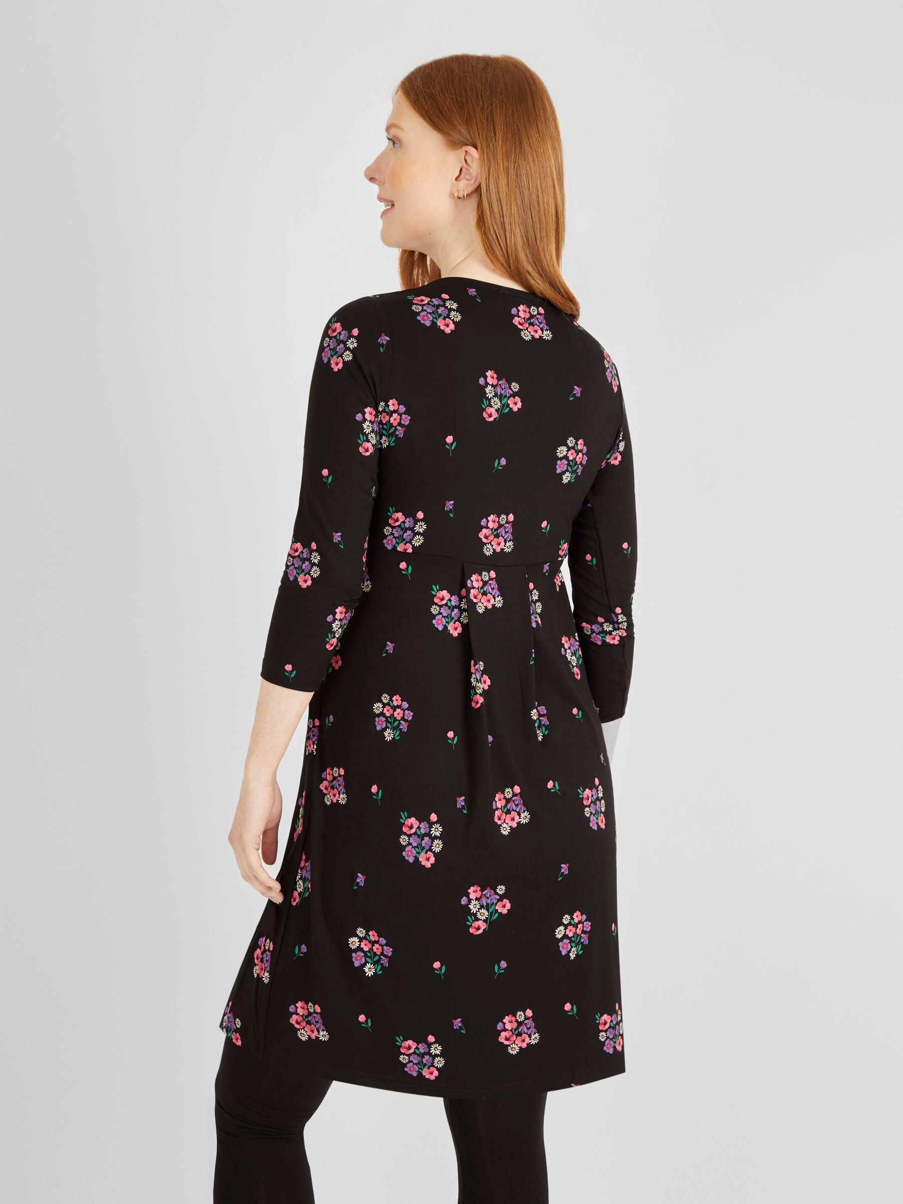 Black Floral Maternity & Nursing Tunic Dress - Image 3 of 4