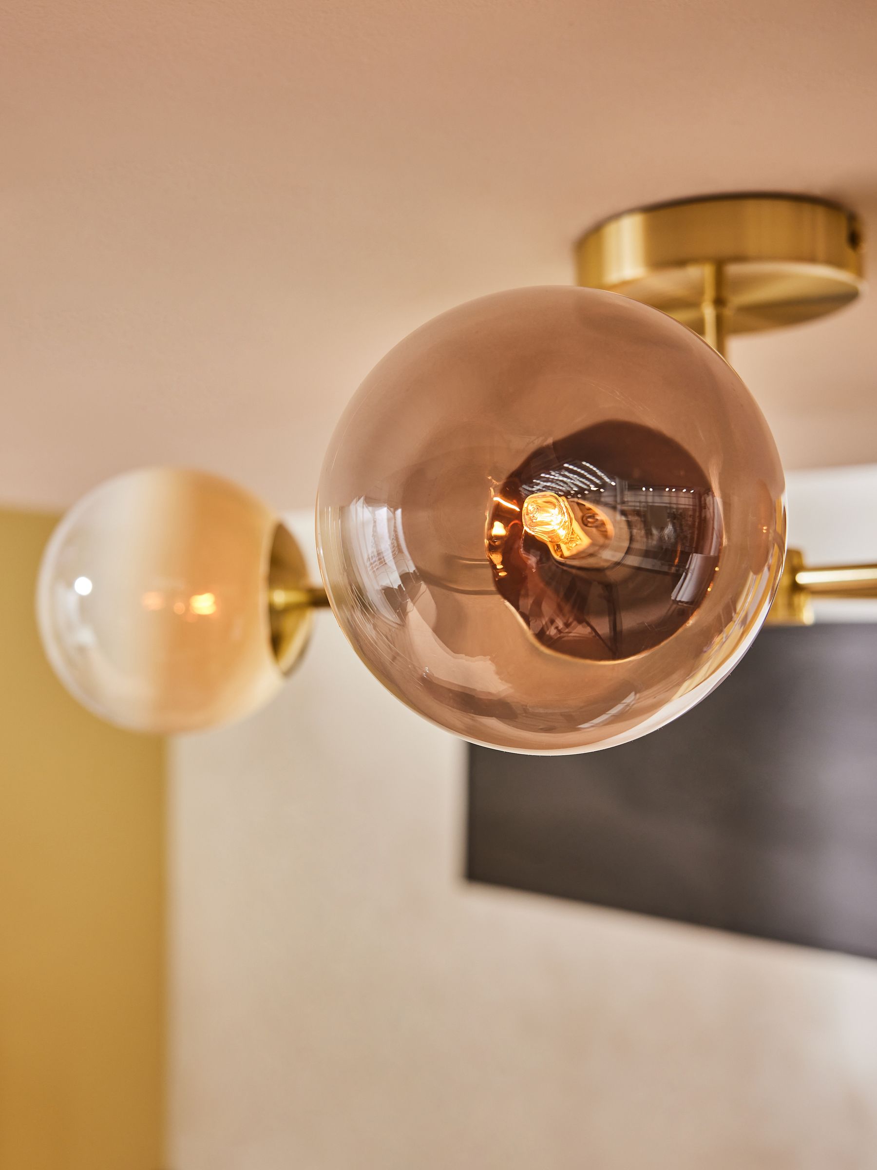Globe 5 Light Flush Ceiling Light in Brass/Green Ombre - Image 2 of 2