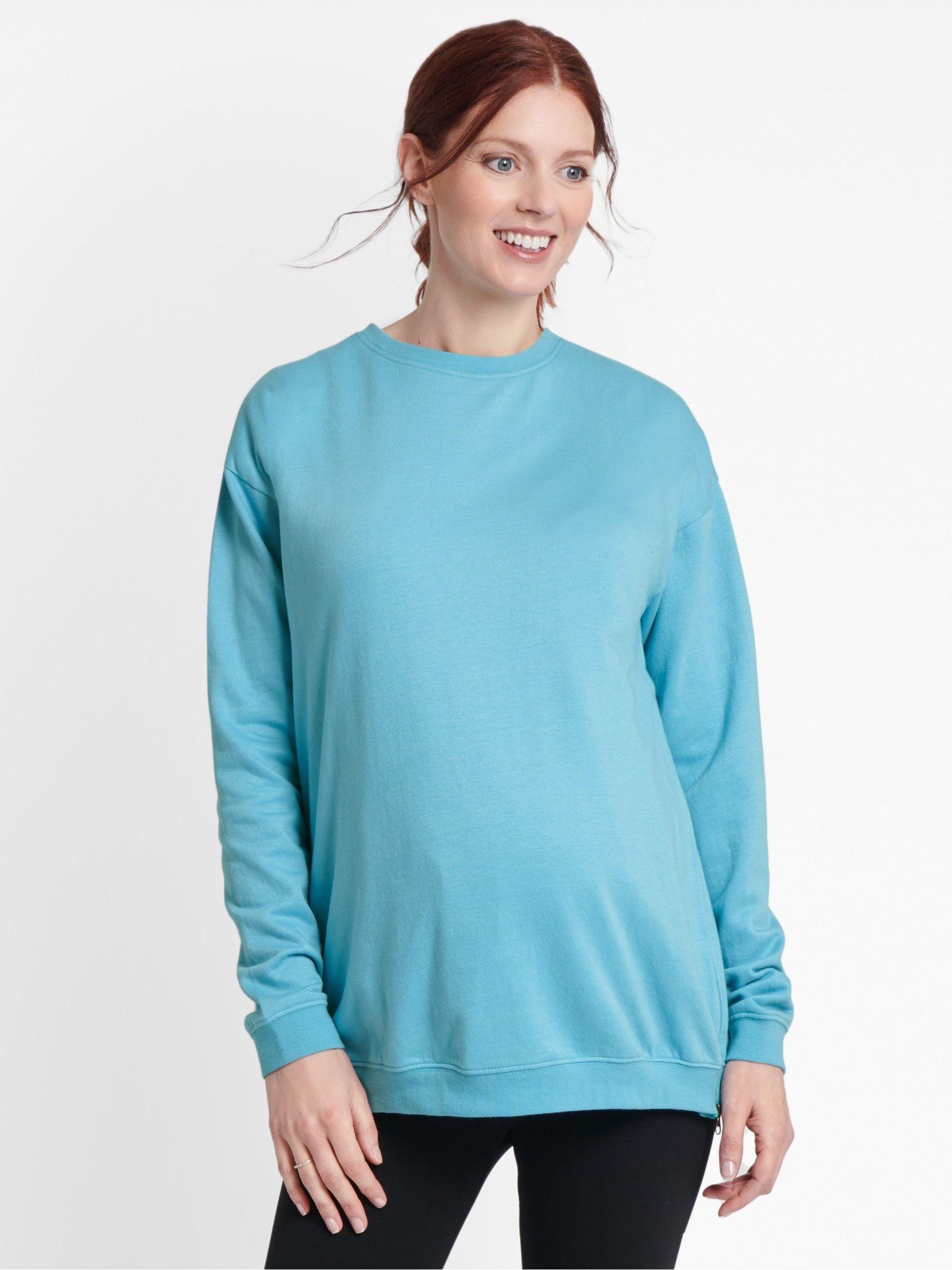 Duck Egg Side Zip Maternity & Nursing Sweatshirt - Image 2 of 3