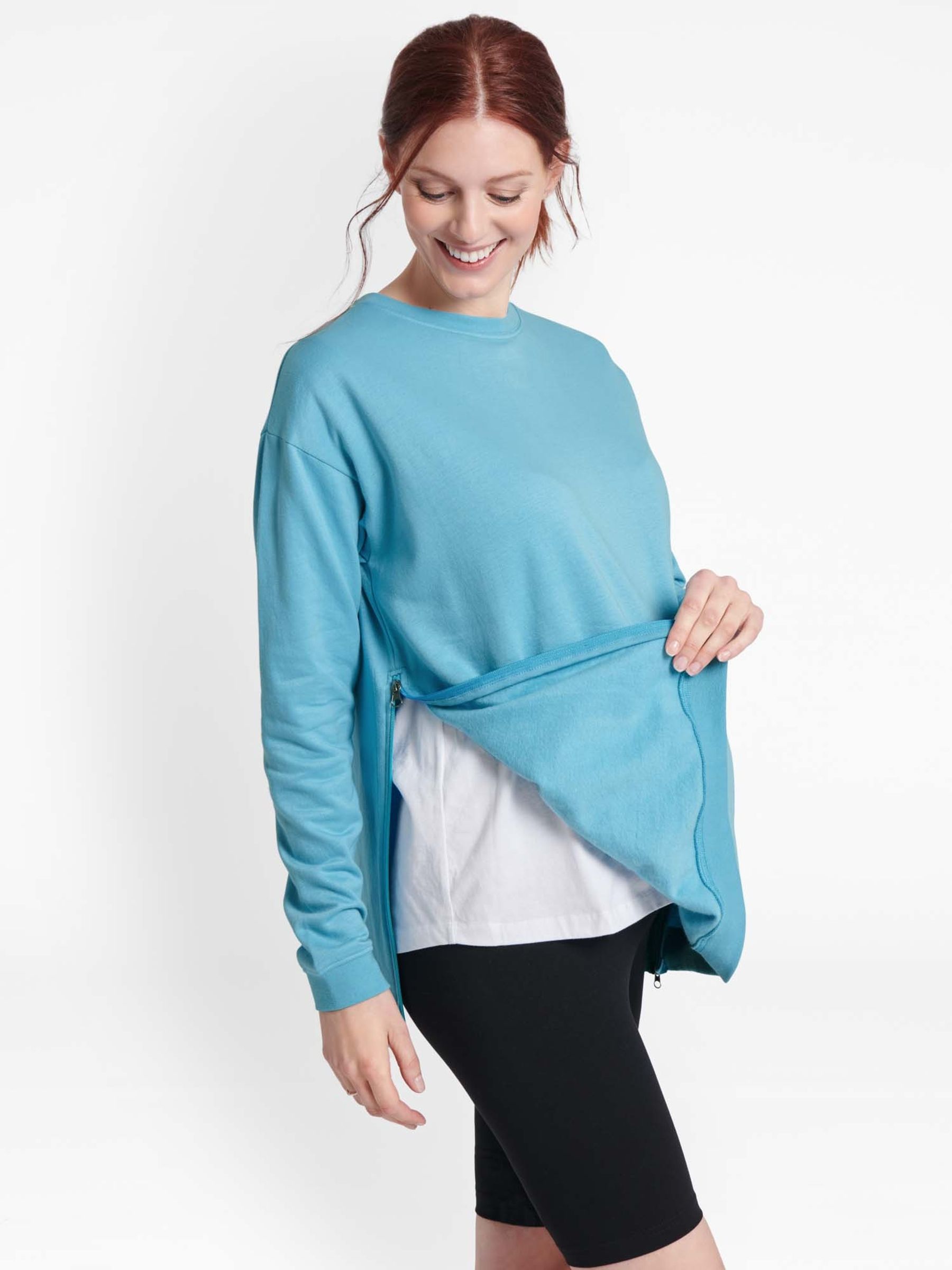 Duck Egg Side Zip Maternity & Nursing Sweatshirt - Image 3 of 3