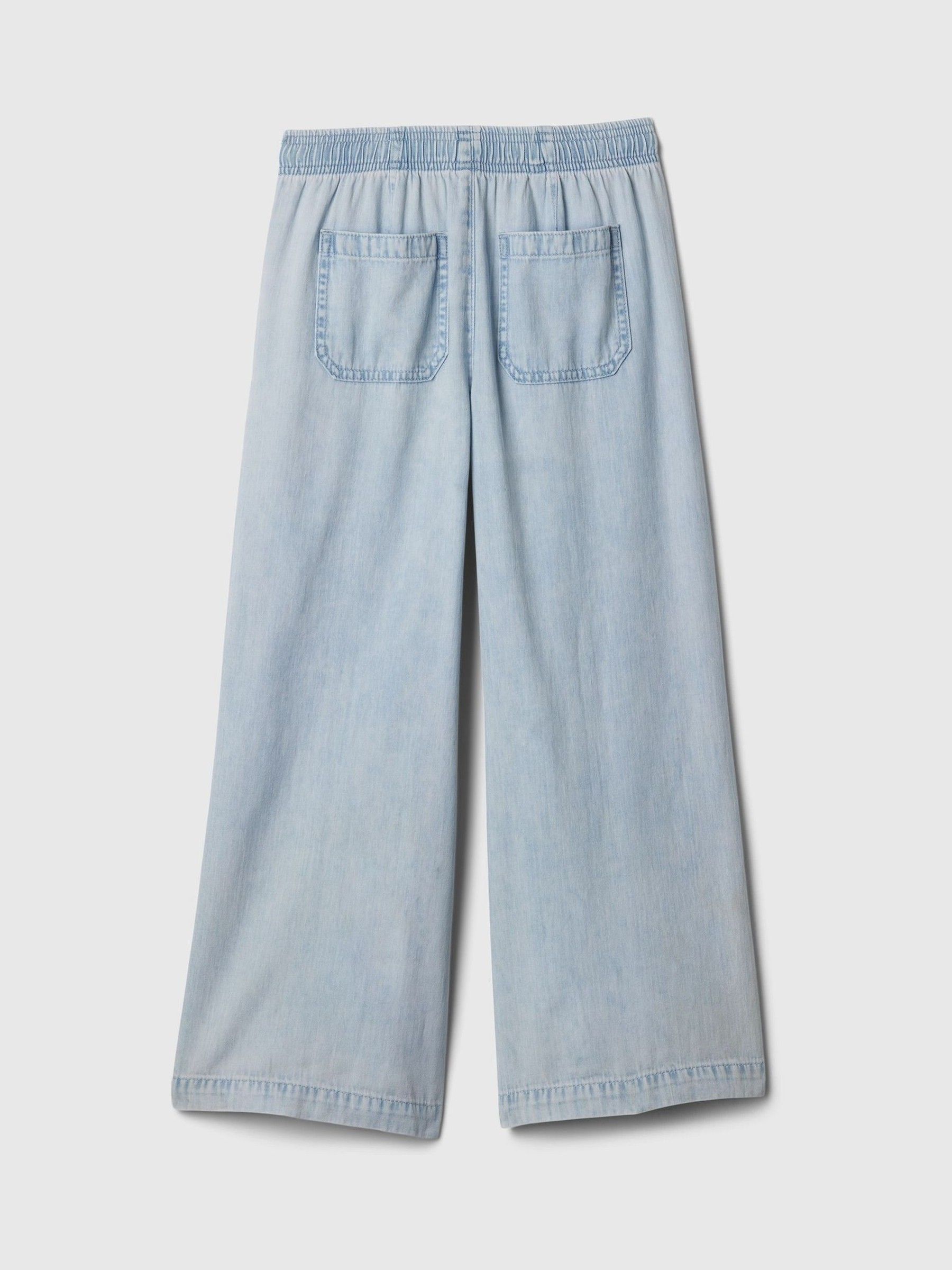 Light Blue Cotton High Waisted Pull On Denim Cargo Jeans - Image 6 of 6