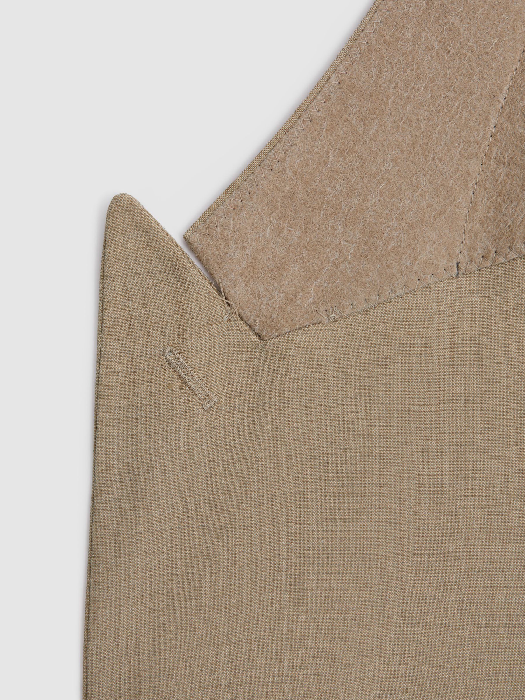 Slim Fit Single Breasted Wool Blend Blazer in Oatmeal - Image 6 of 7