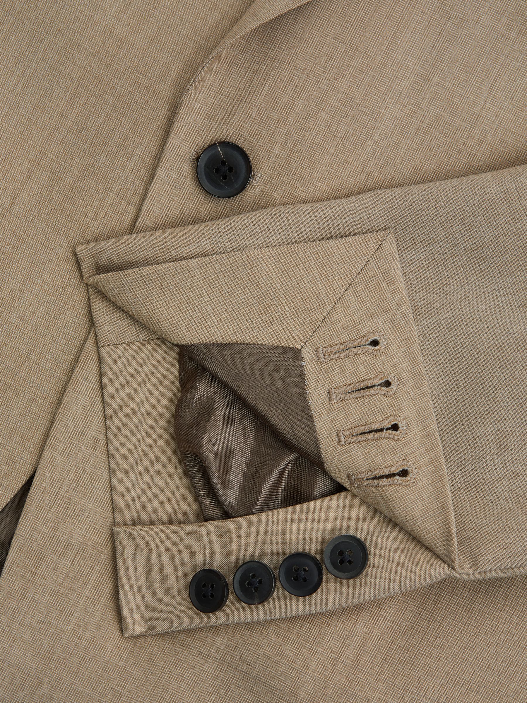 Slim Fit Single Breasted Wool Blend Blazer in Oatmeal - Image 7 of 7