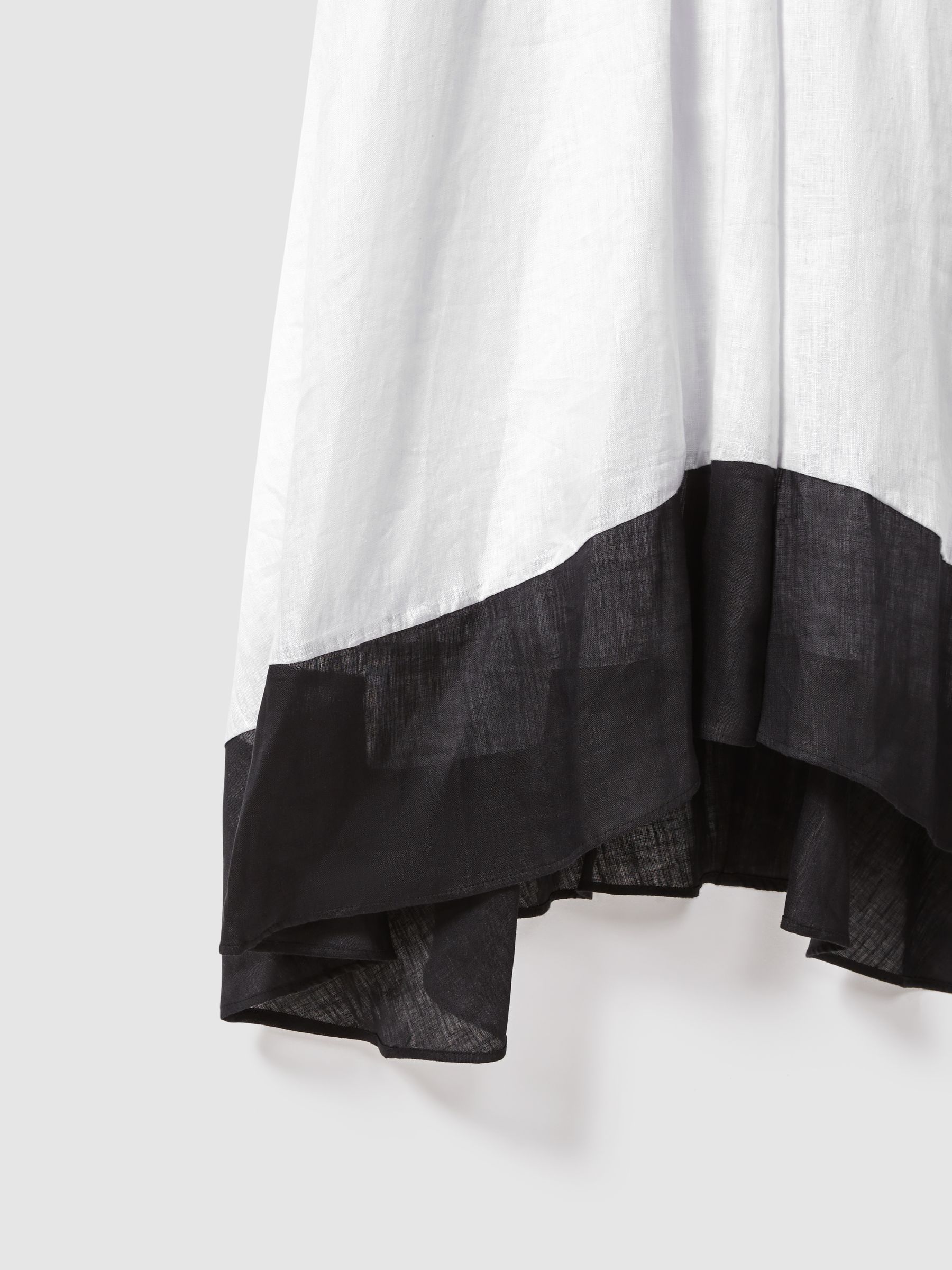 Linen Colourblock Cross-Back Midi Dress in Navy/White - Image 5 of 5