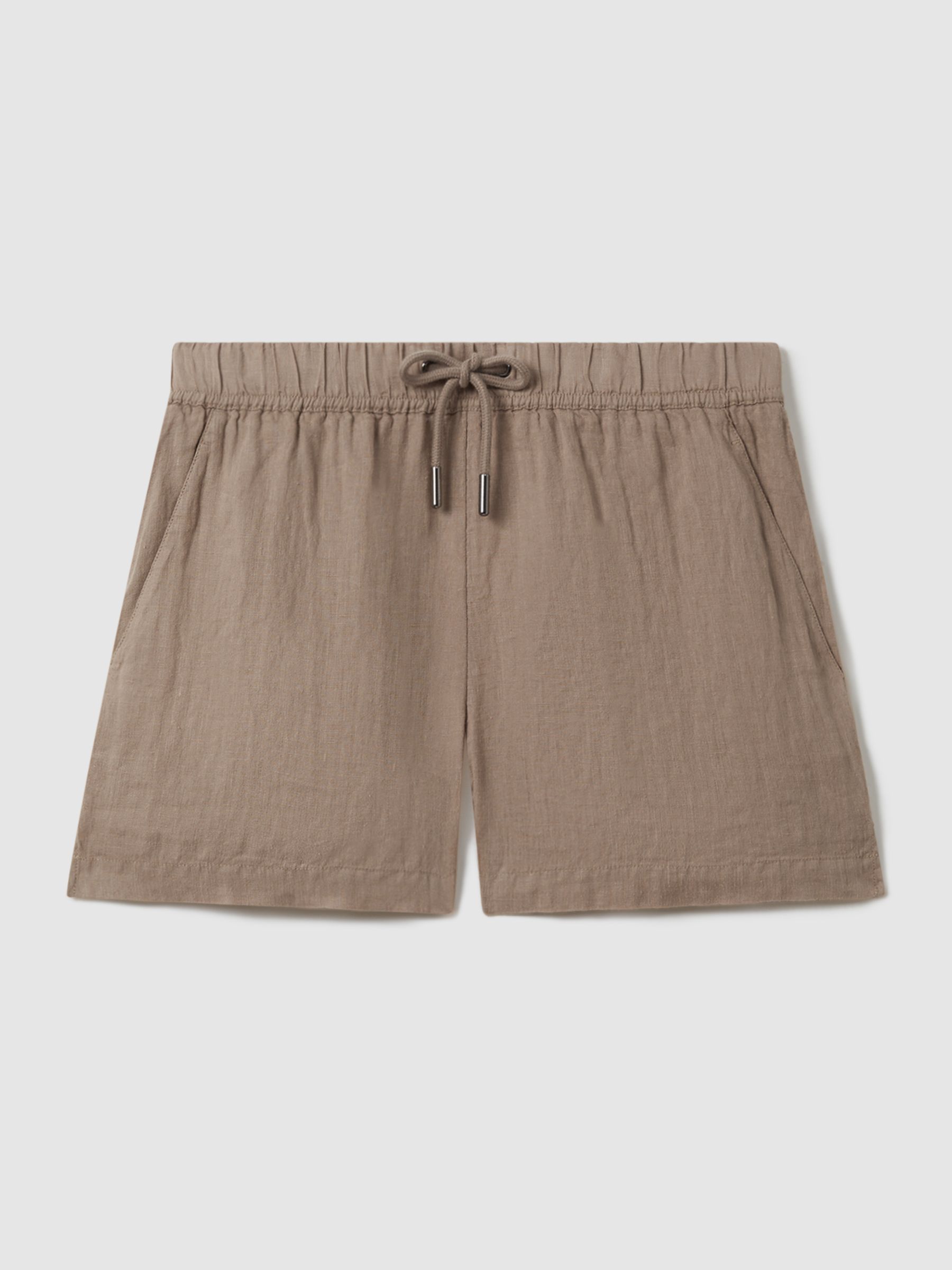 Linen Garment Dyed Drawstring Shorts in Mink Neutral - Image 2 of 6