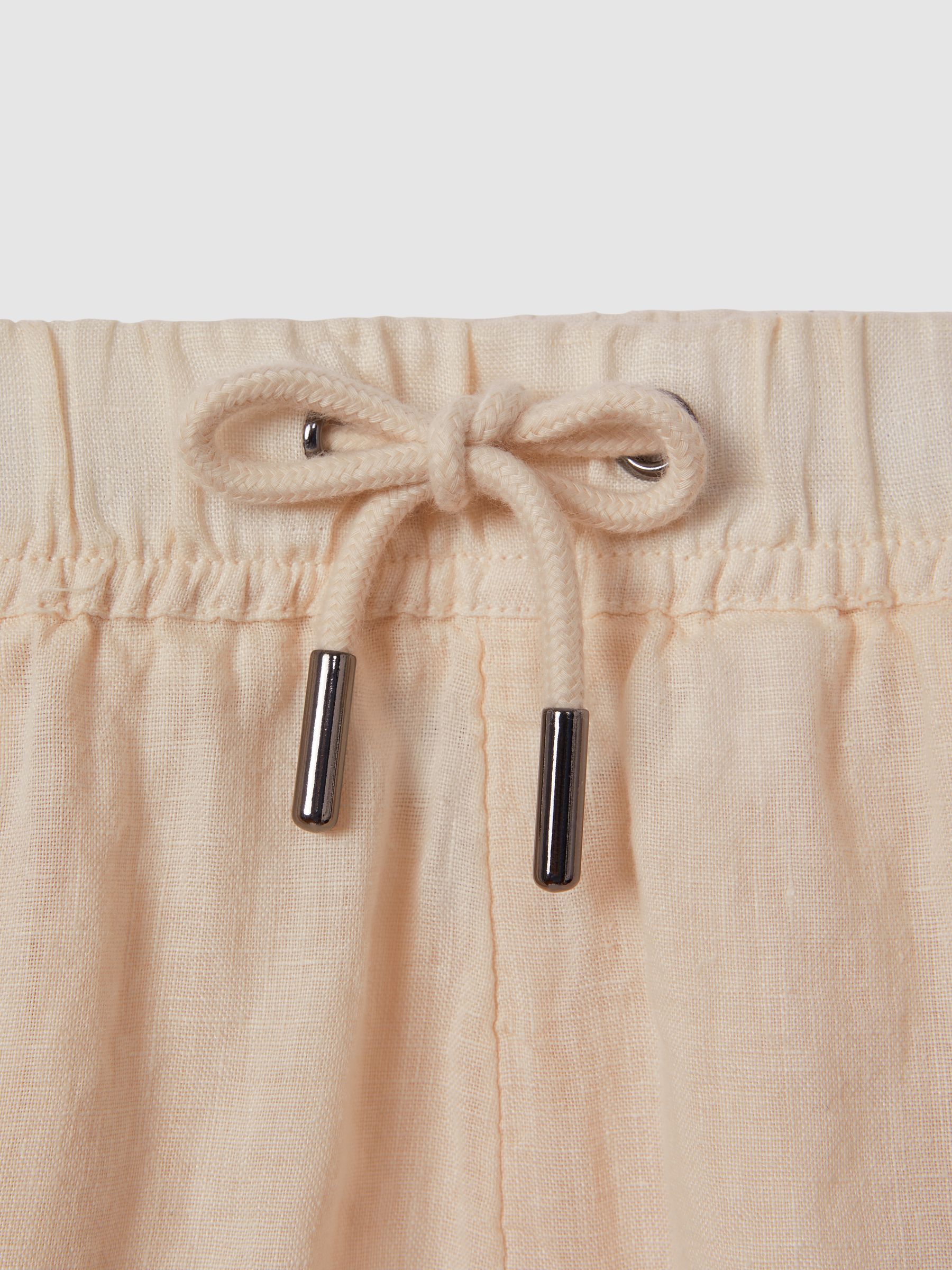 Cleo Peach 100% Linen Garment Dyed Drawstring Shorts - Image 5 of 5