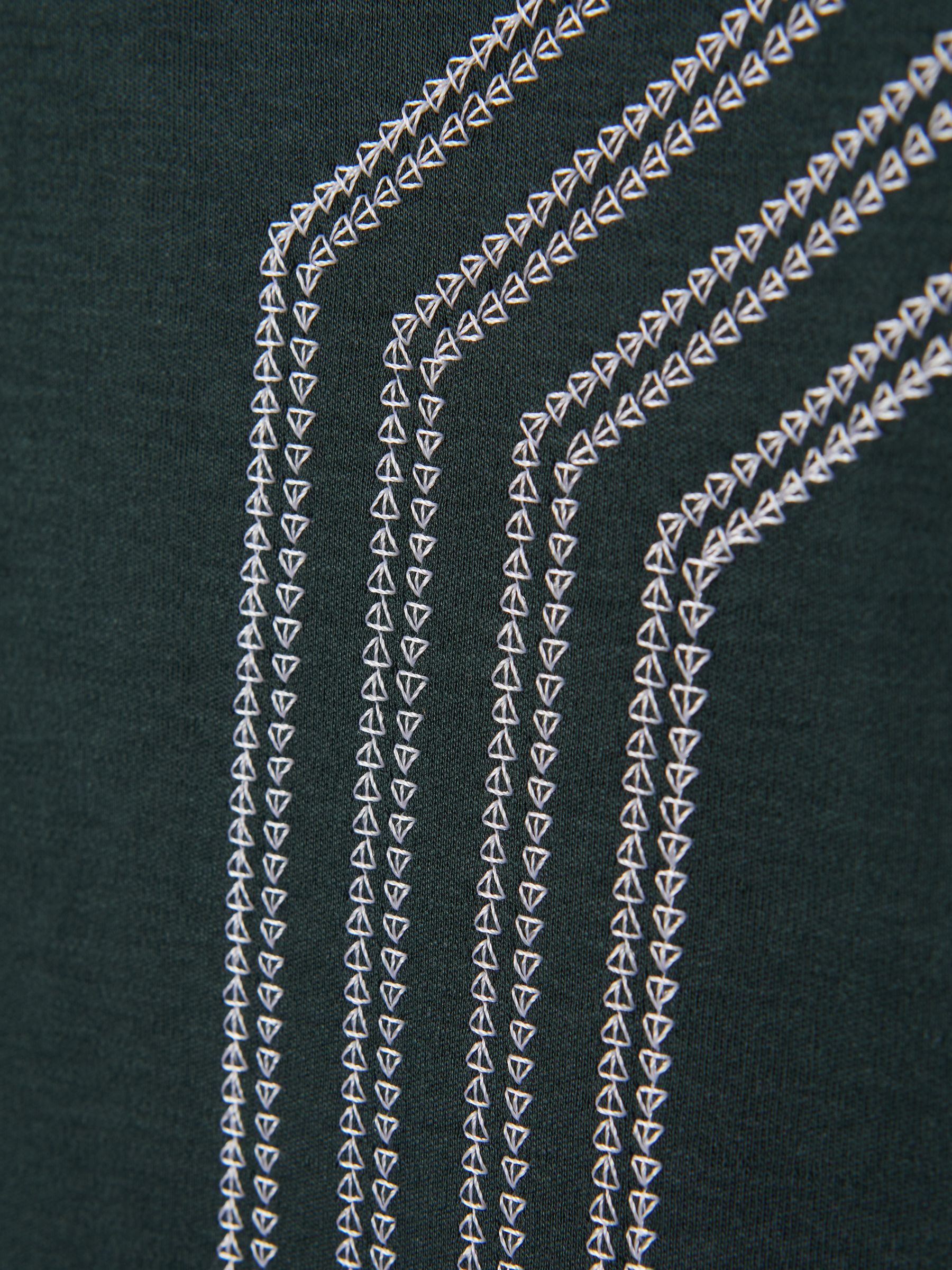 Mercerised Cotton Embroidered Cuban Collar Shirt in Emerald - Image 6 of 6