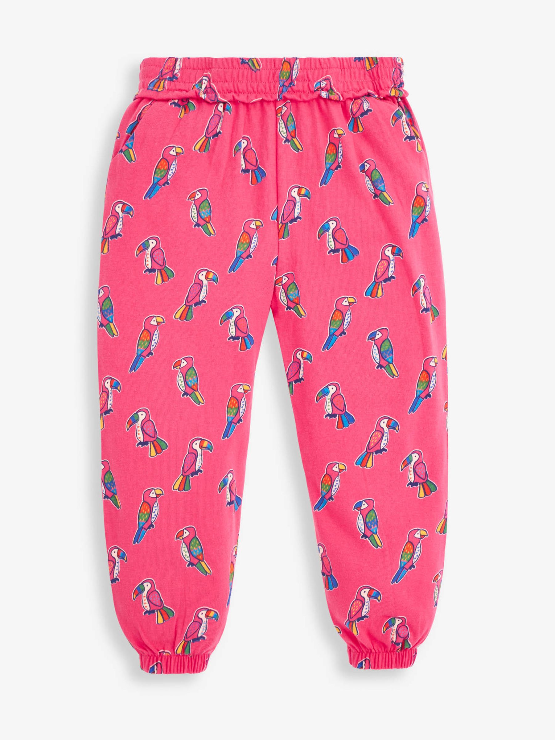 Pink Girls' Pink Toucan Print Jersey Trousers - Image 1 of 4