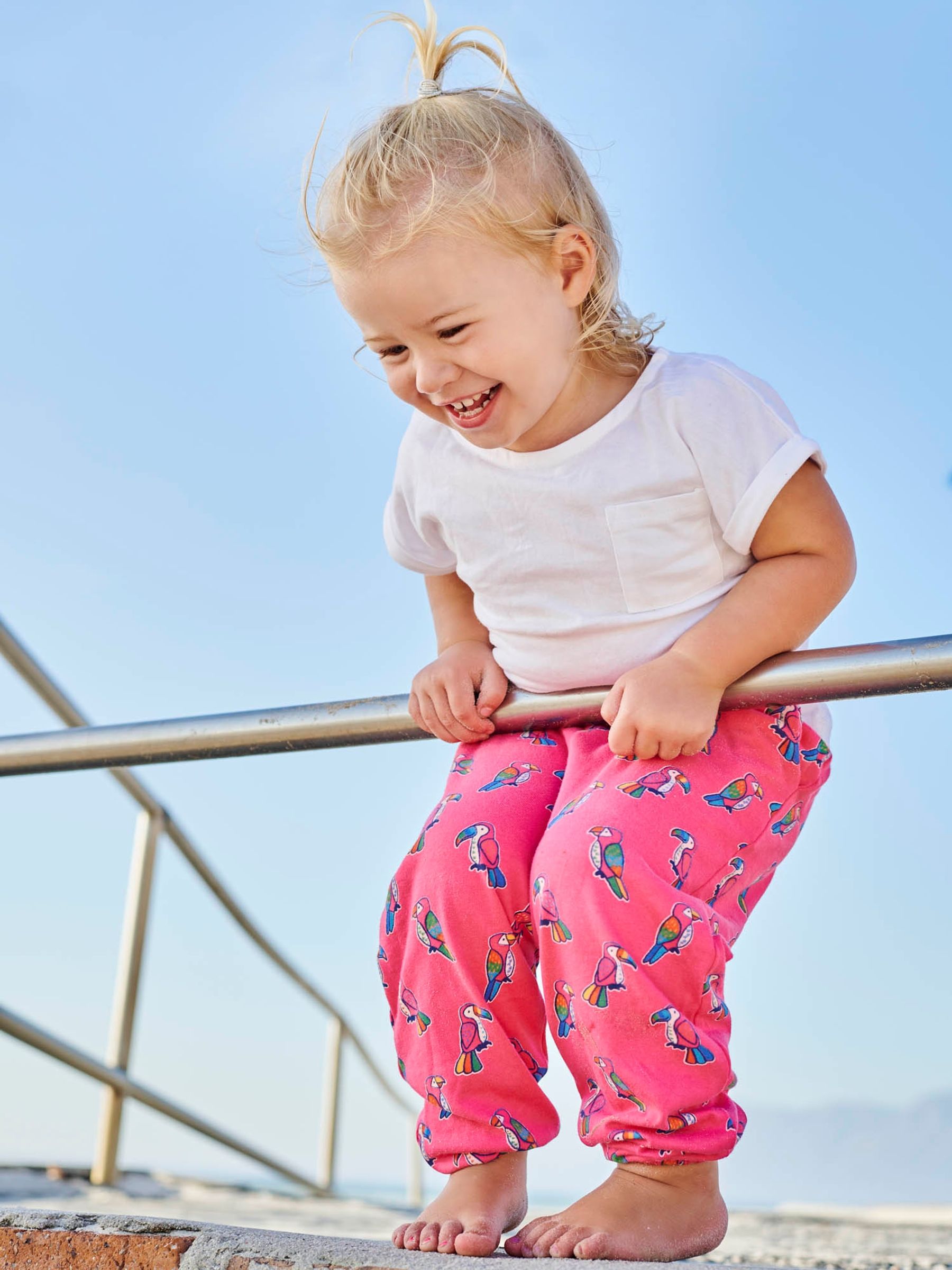 Pink Girls' Pink Toucan Print Jersey Trousers - Image 3 of 4