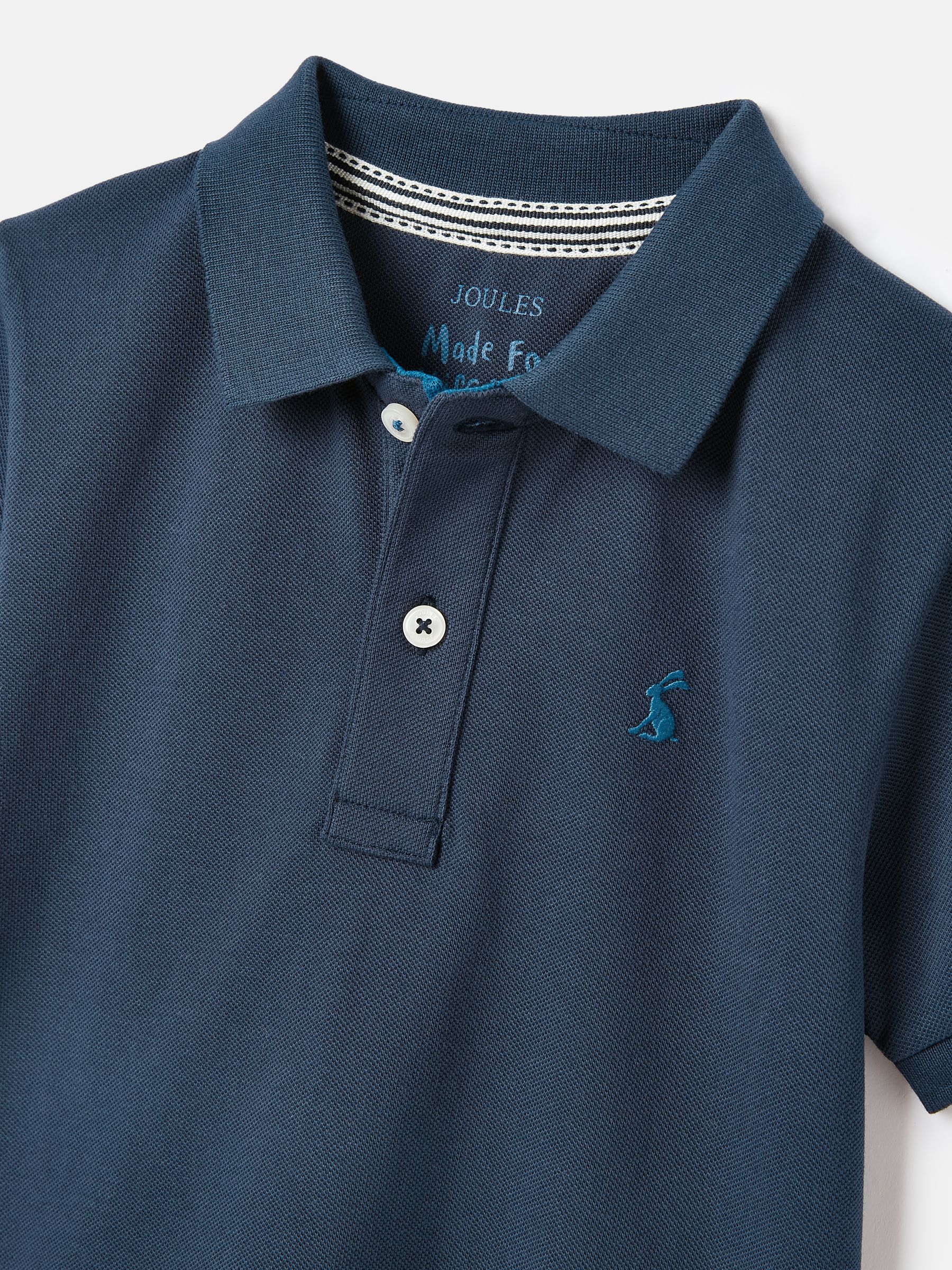 Woody Navy Blue Pique Cotton Polo Shirt - Image 3 of 5