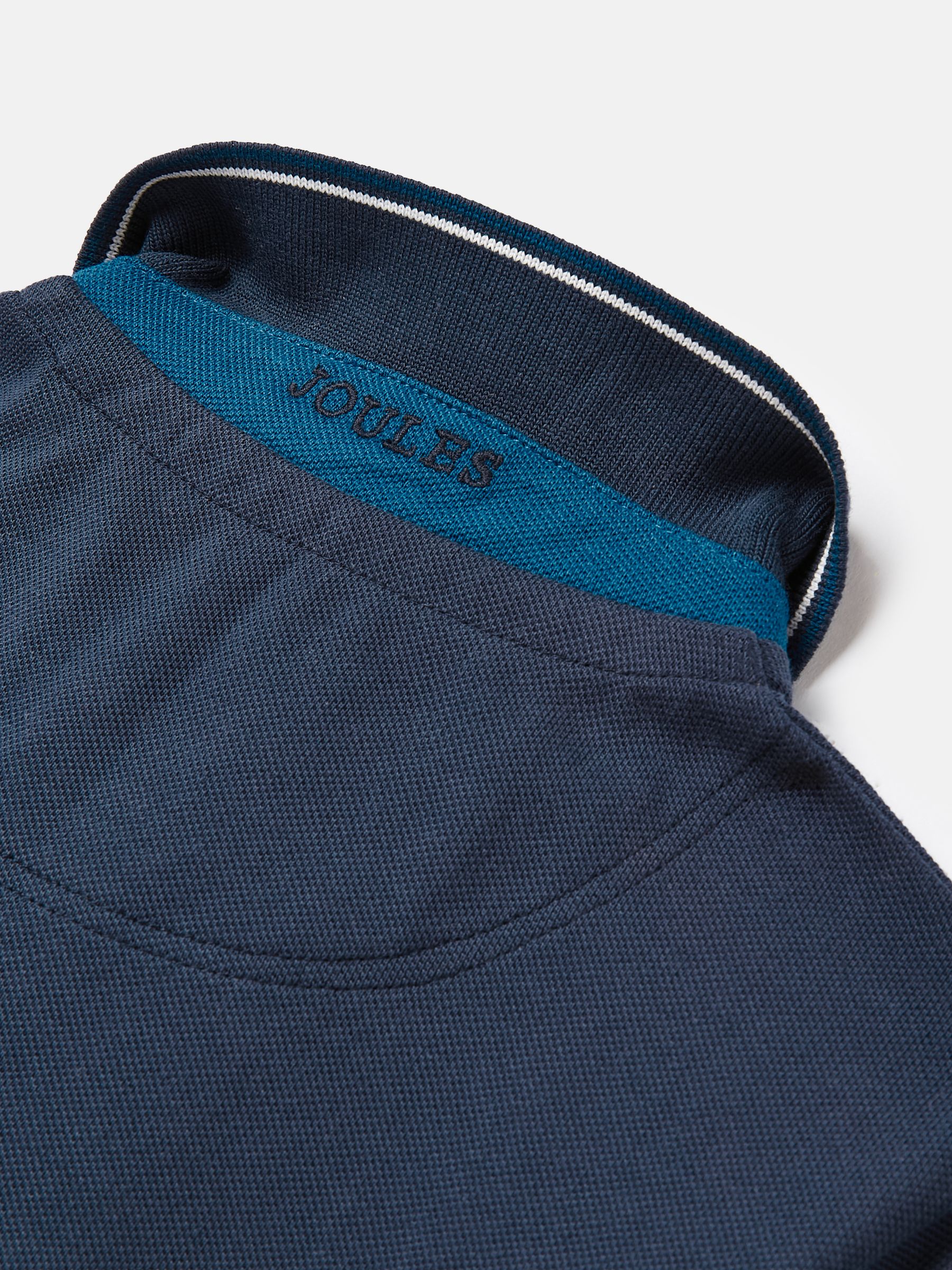 Woody Navy Blue Pique Cotton Polo Shirt - Image 5 of 5
