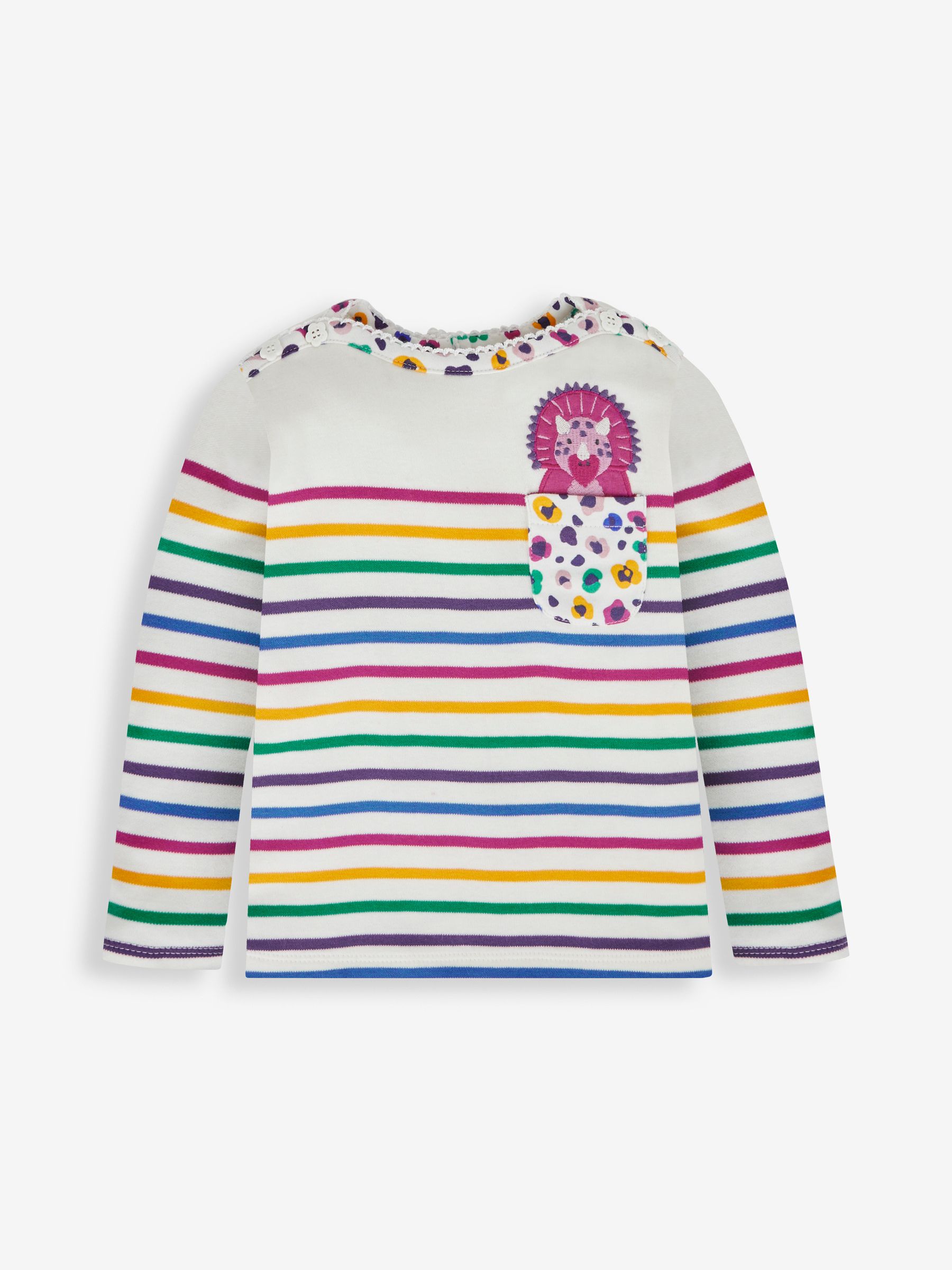 Cream Girls' Dinosaur Pocket Breton Top - Image 1 of 3
