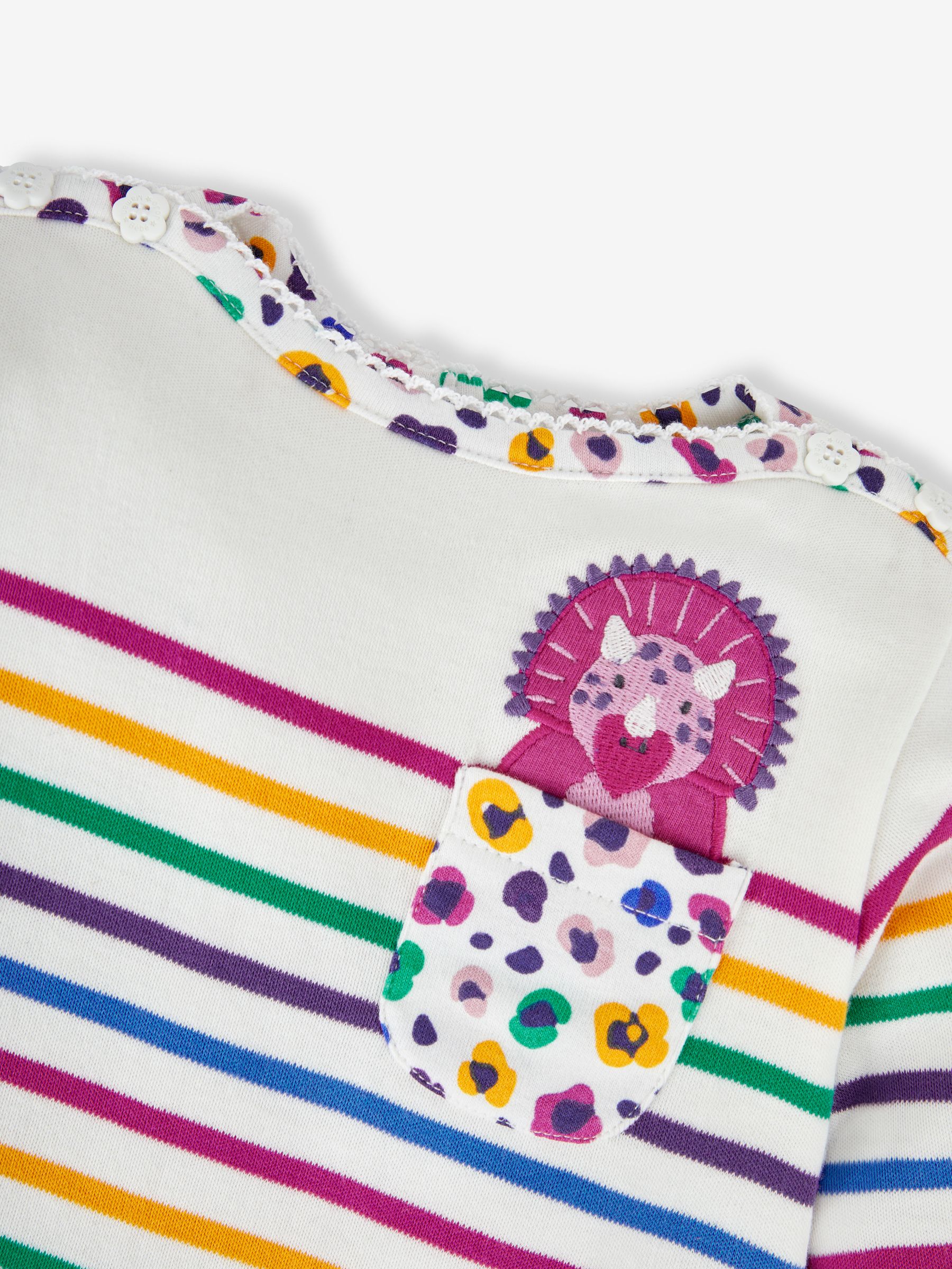 Cream Girls' Dinosaur Pocket Breton Top - Image 2 of 3