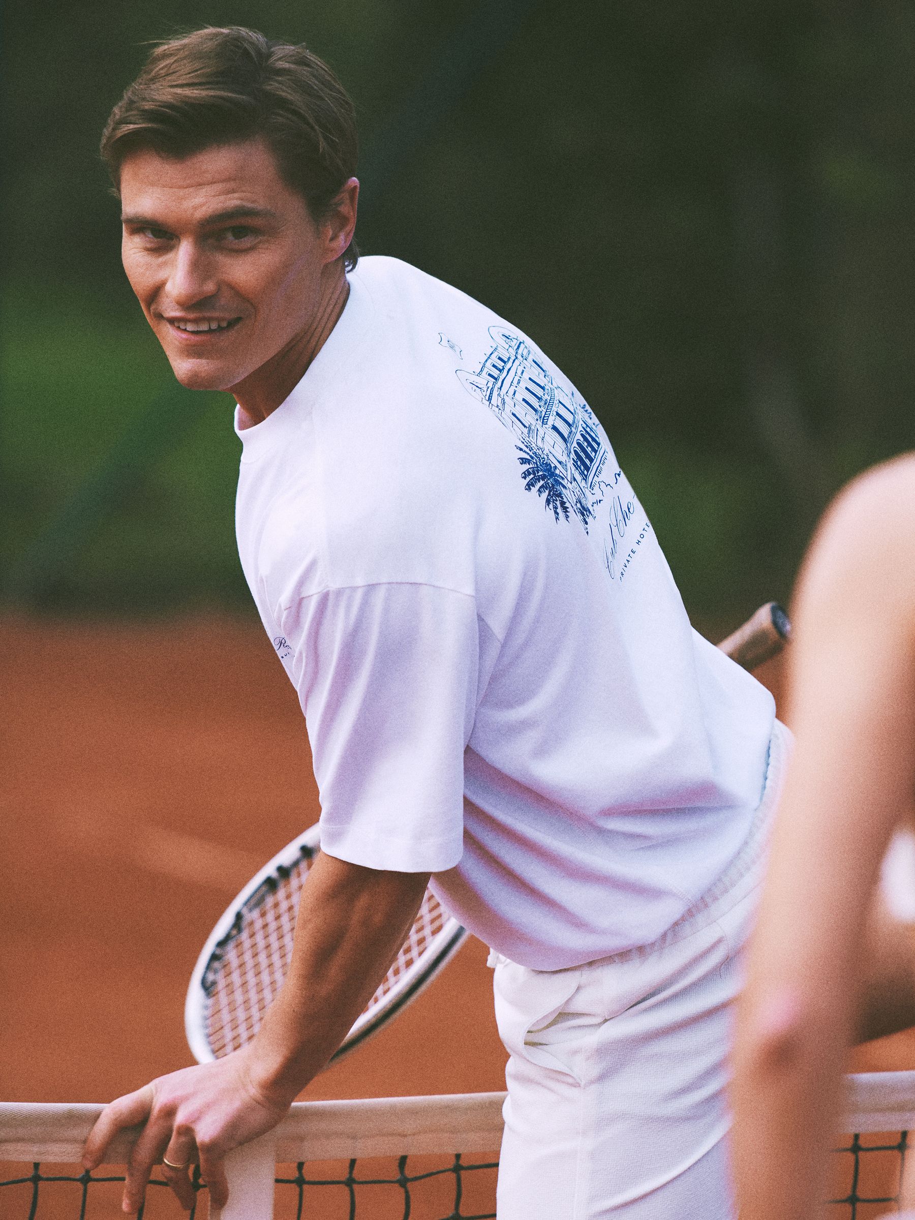 Reiss | Ché Motif Crew Neck T-Shirt in Off White - Image 1 of 6