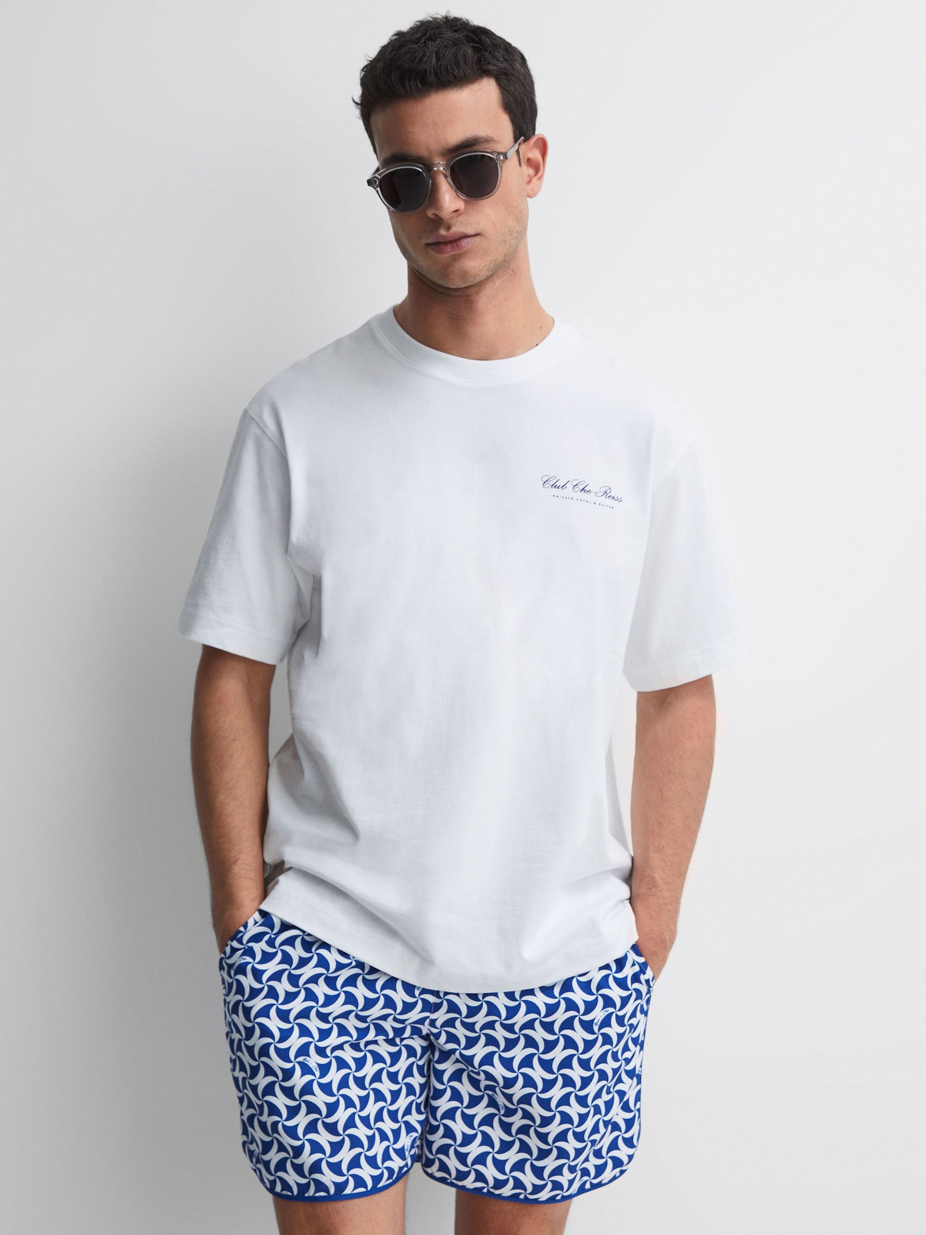 Reiss | Ché Motif Crew Neck T-Shirt in Off White - Image 3 of 6