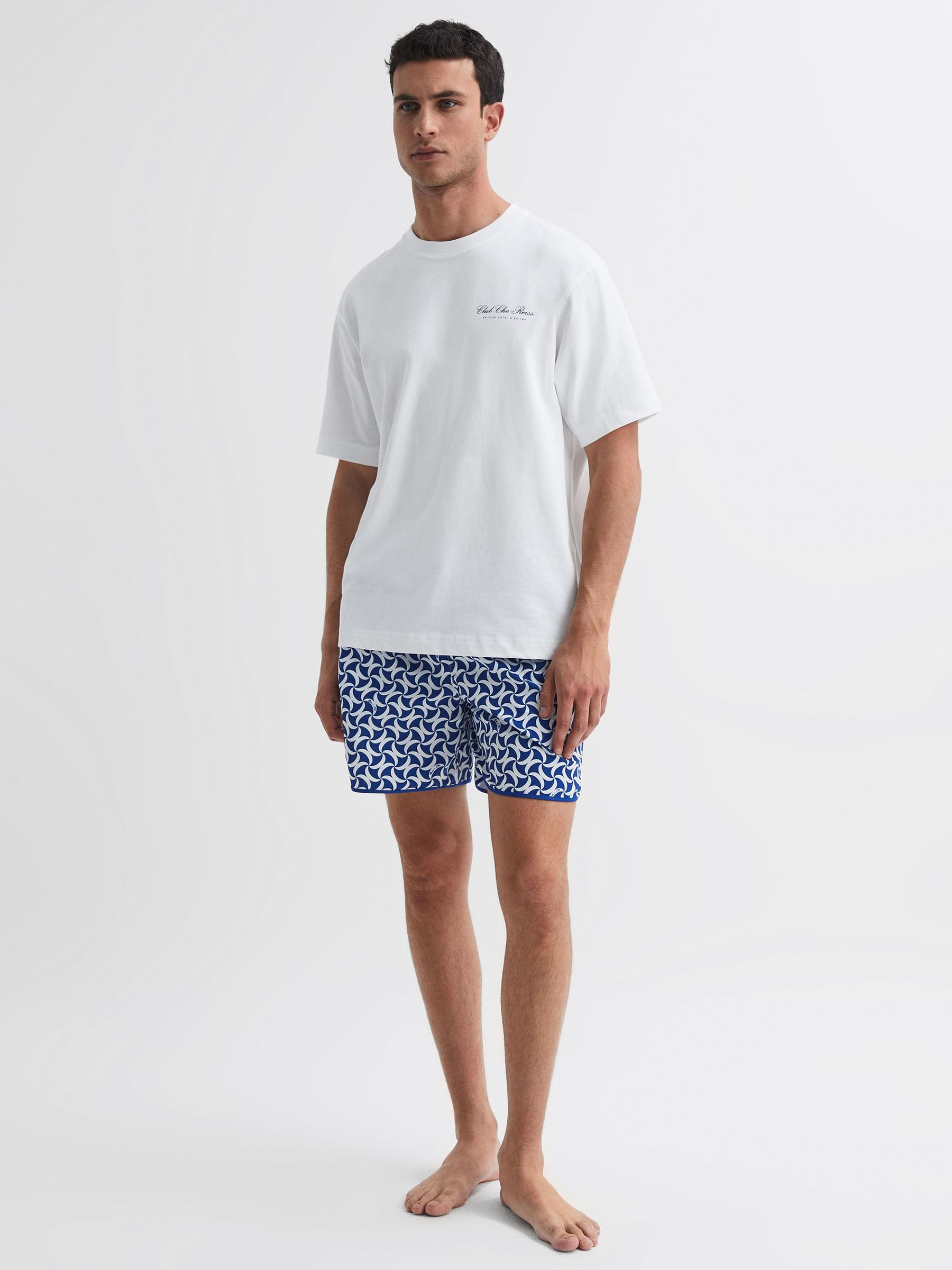 Reiss | Ché Motif Crew Neck T-Shirt in Off White - Image 6 of 6