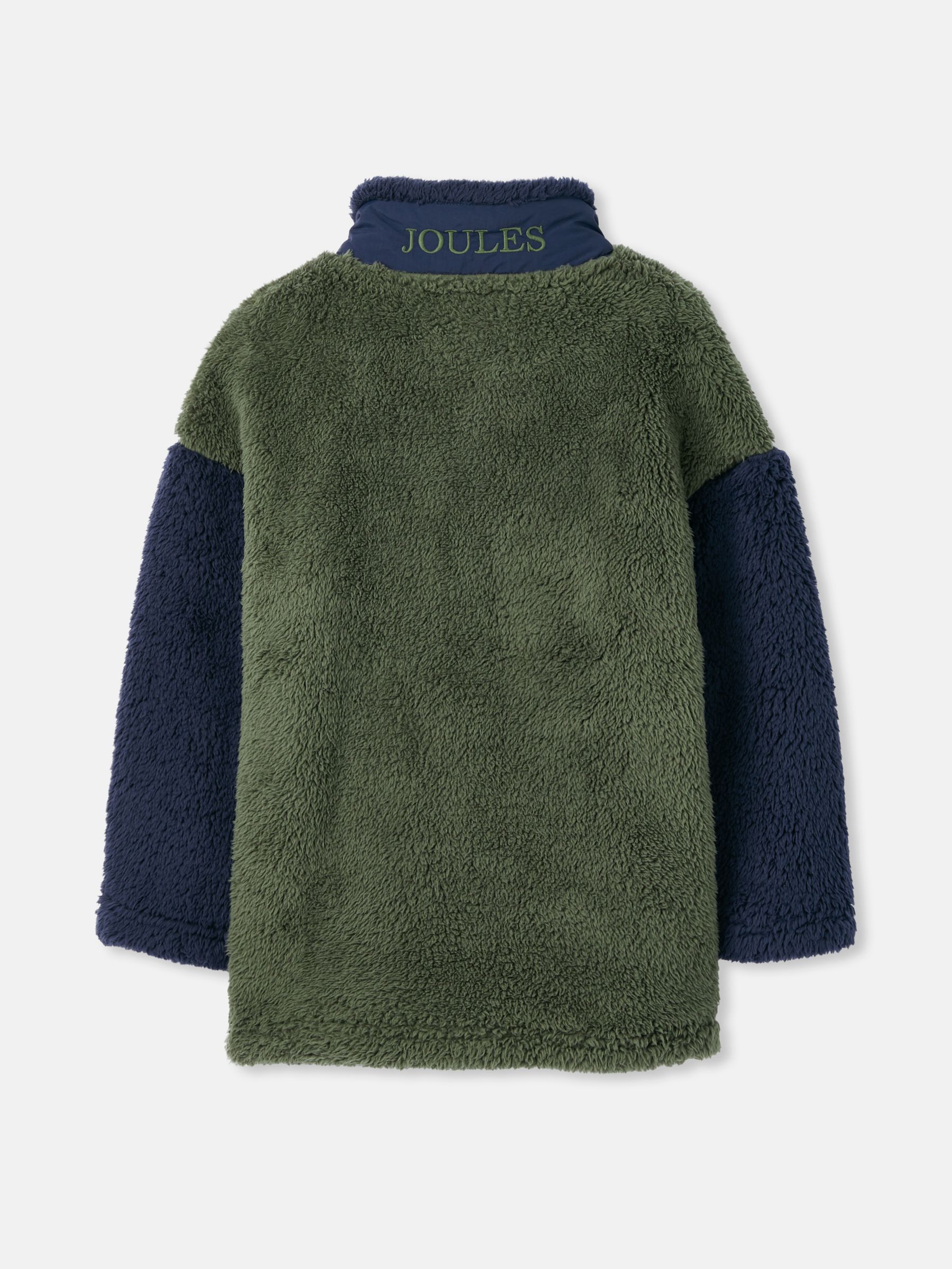 Boys' Always Cosy Green/Navy Half Zip Borg Fleece | Joules