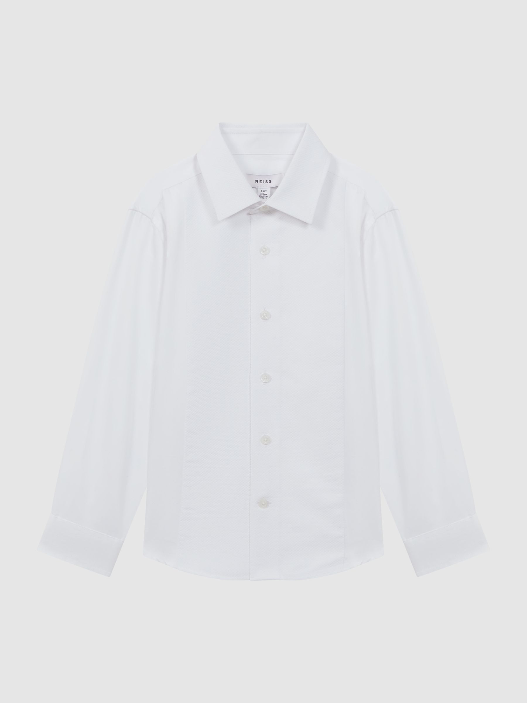 9-14 yrs Slim Fit Textured Bib Dinner Shirt in White - Image 2 of 5