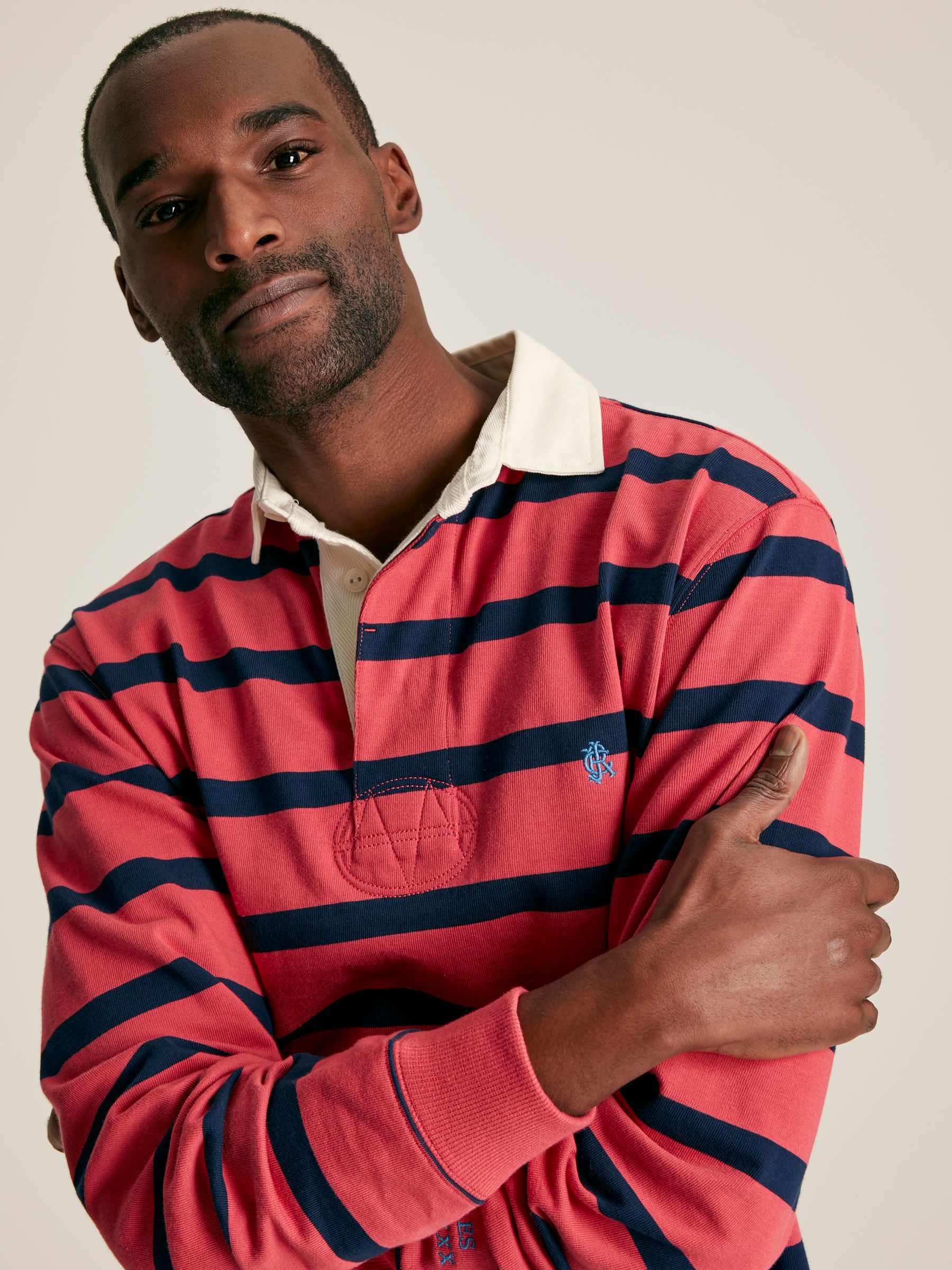 Onside Pink & Navy Striped Rugby Shirt - Image 1 of 9