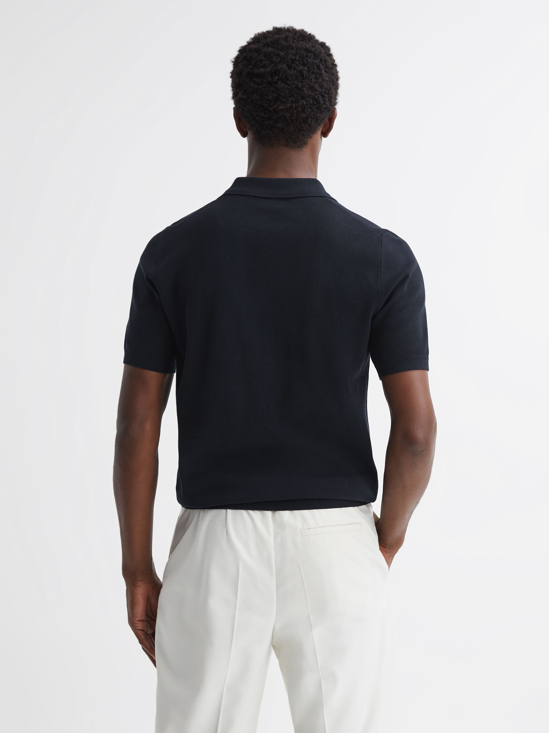 Striped Polo T-Shirt in Navy - Image 4 of 4