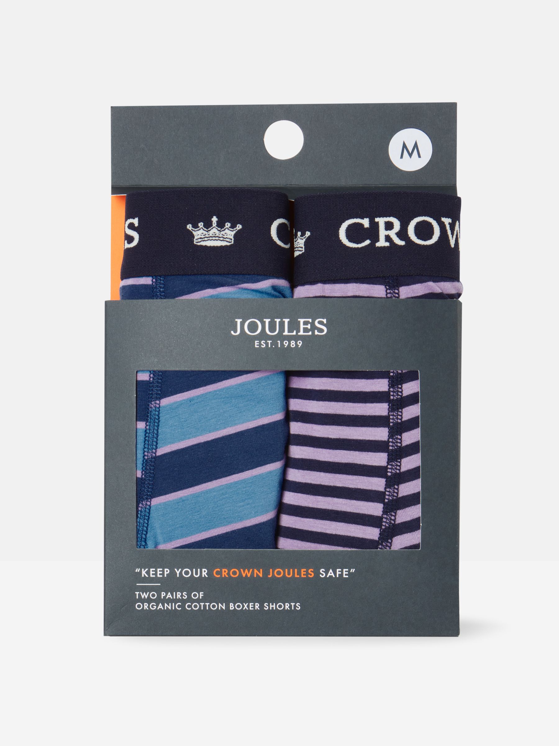 Crown Joules Blue/Purple Pack of Two Cotton Boxers - Image 1 of 4