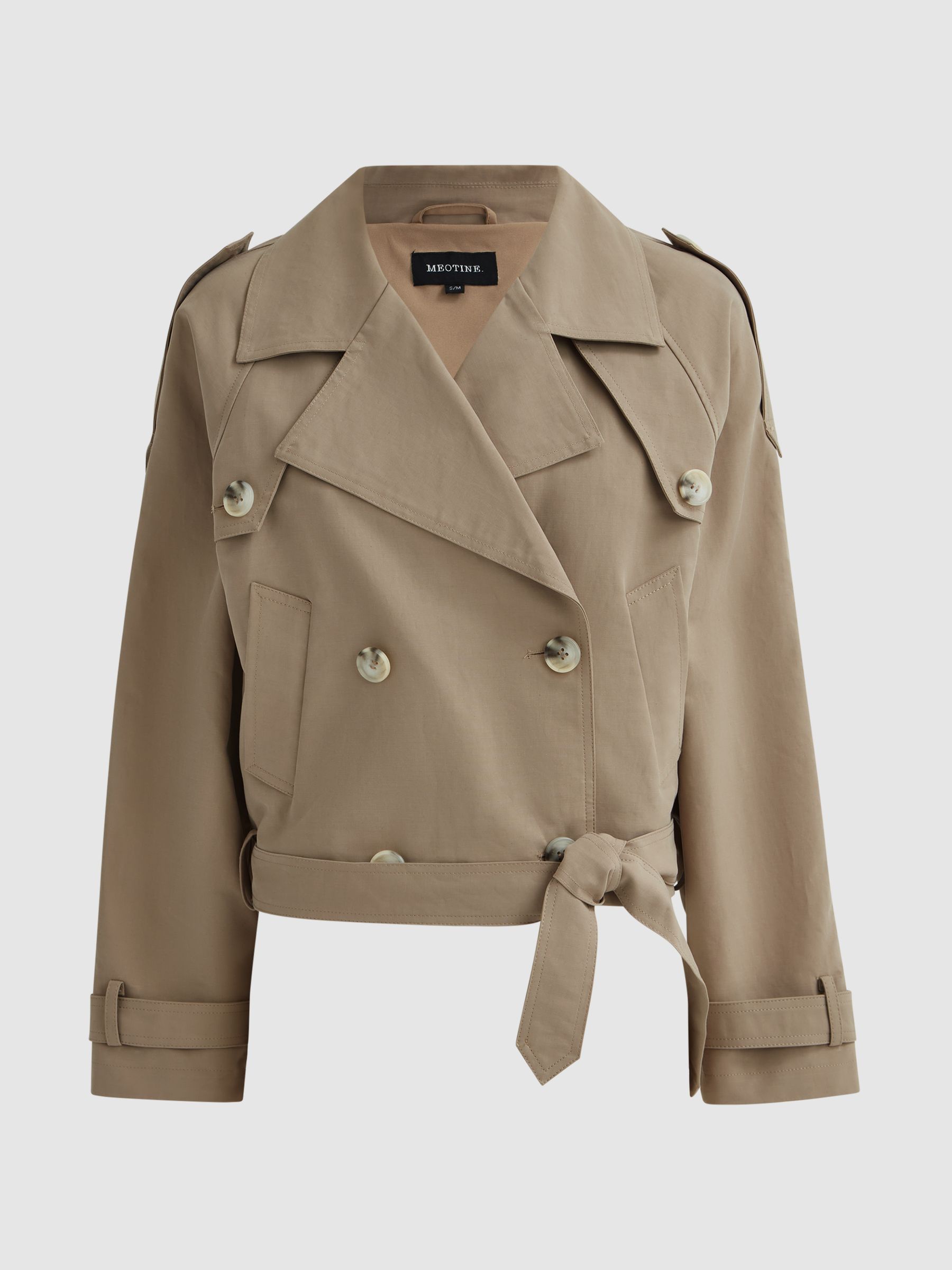 Meotine Cropped Trenchcoat in Beige - Image 2 of 6