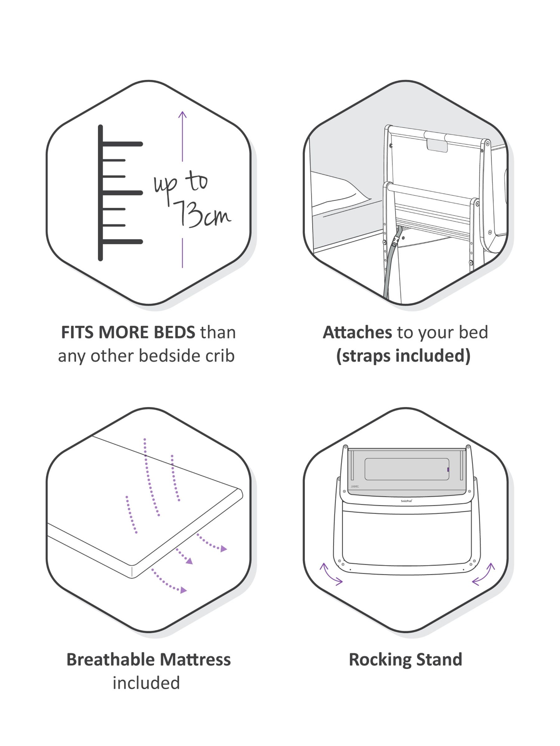 Grey SnuzPod 4 Bedside Crib - Image 7 of 7