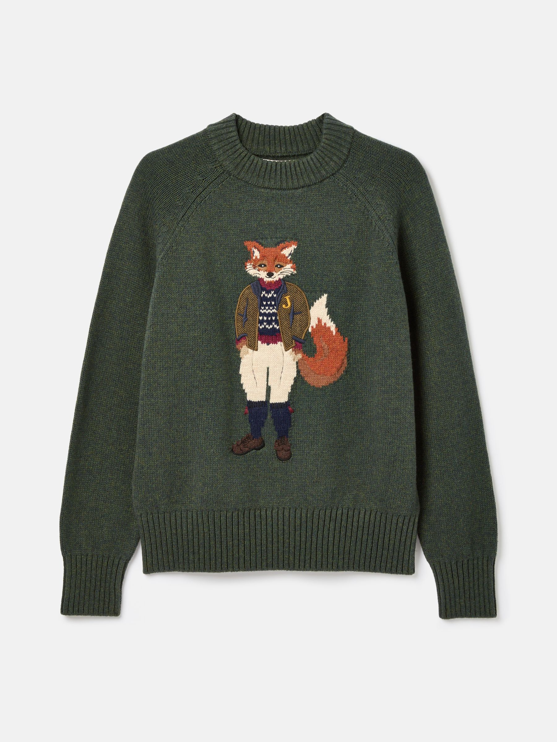 Jonty Dark Green Intarsia Fox Knit Jumper - Image 8 of 8 Jonty Dark Green Intarsia Fox Knit Jumper - Image 8 of 8