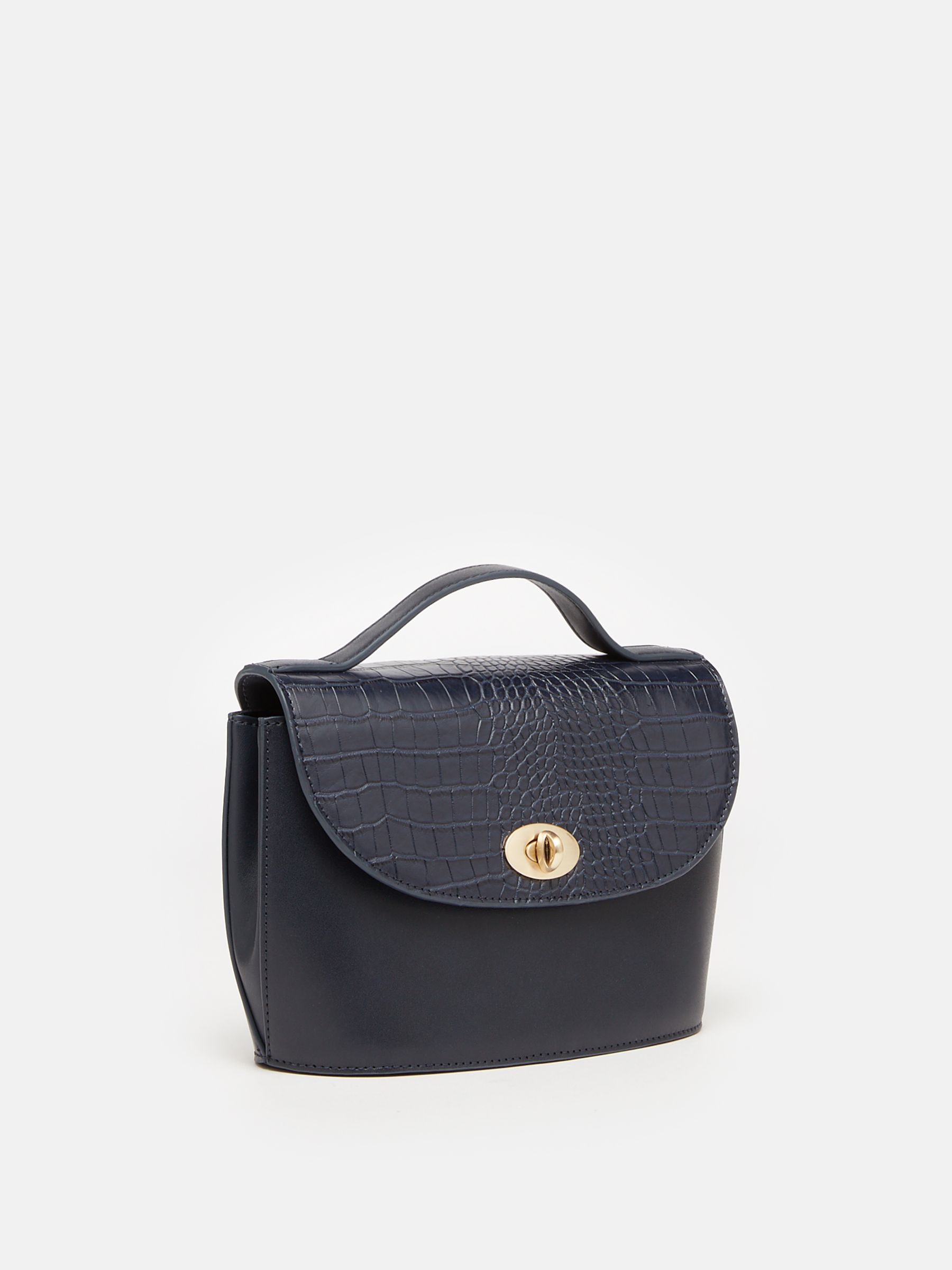 Claire Navy Faux Leather Croc Effect Cross Body Bag - Image 4 of 9