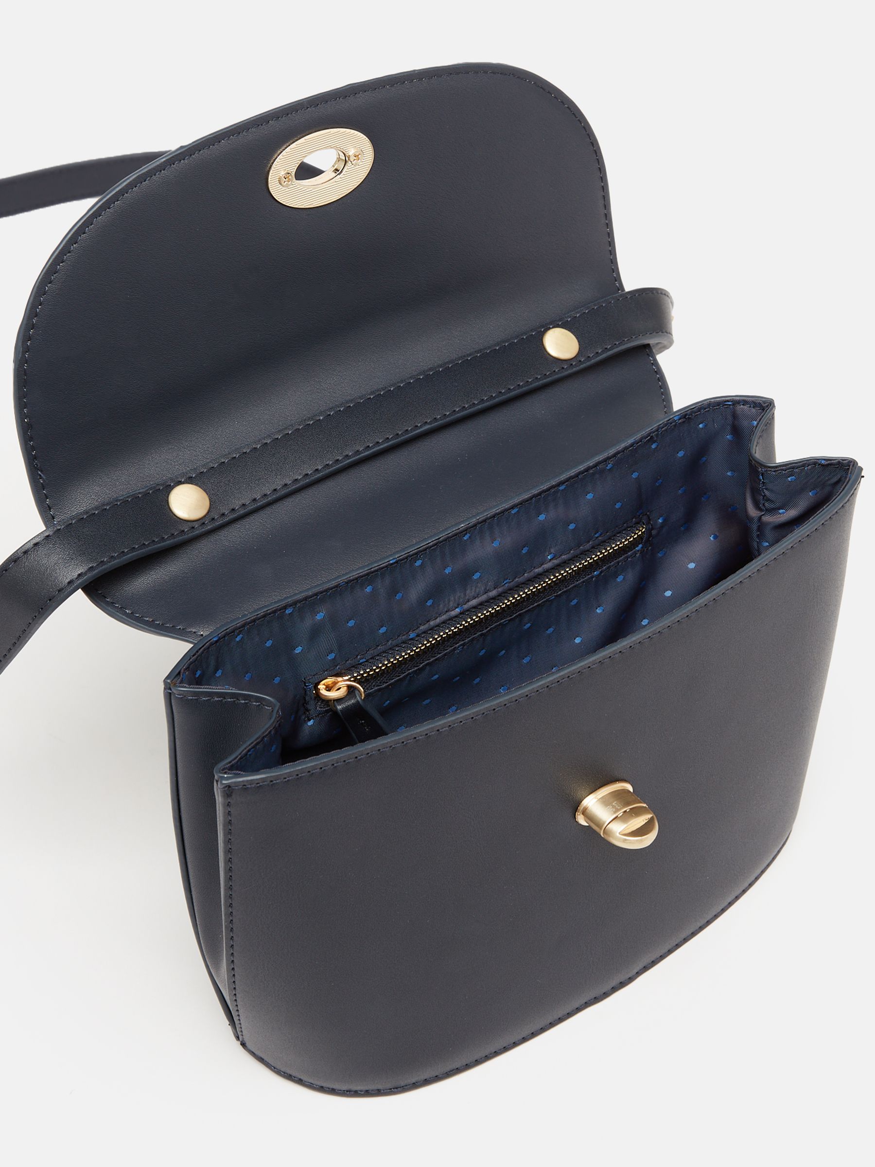 Claire Navy Faux Leather Croc Effect Cross Body Bag - Image 7 of 9