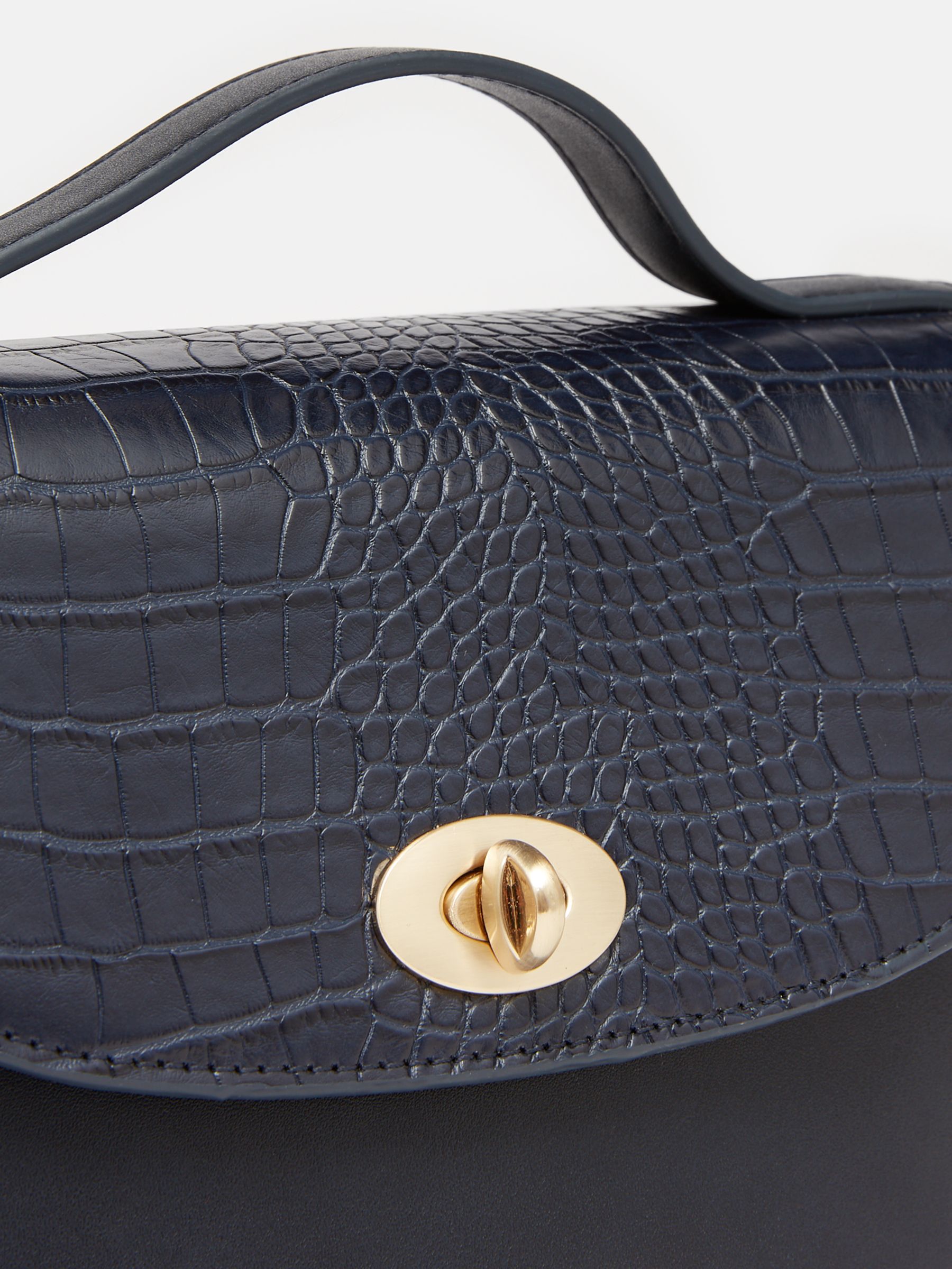 Claire Navy Faux Leather Croc Effect Cross Body Bag - Image 9 of 9 Claire Navy Faux Leather Croc Effect Cross Body Bag - Image 9 of 9