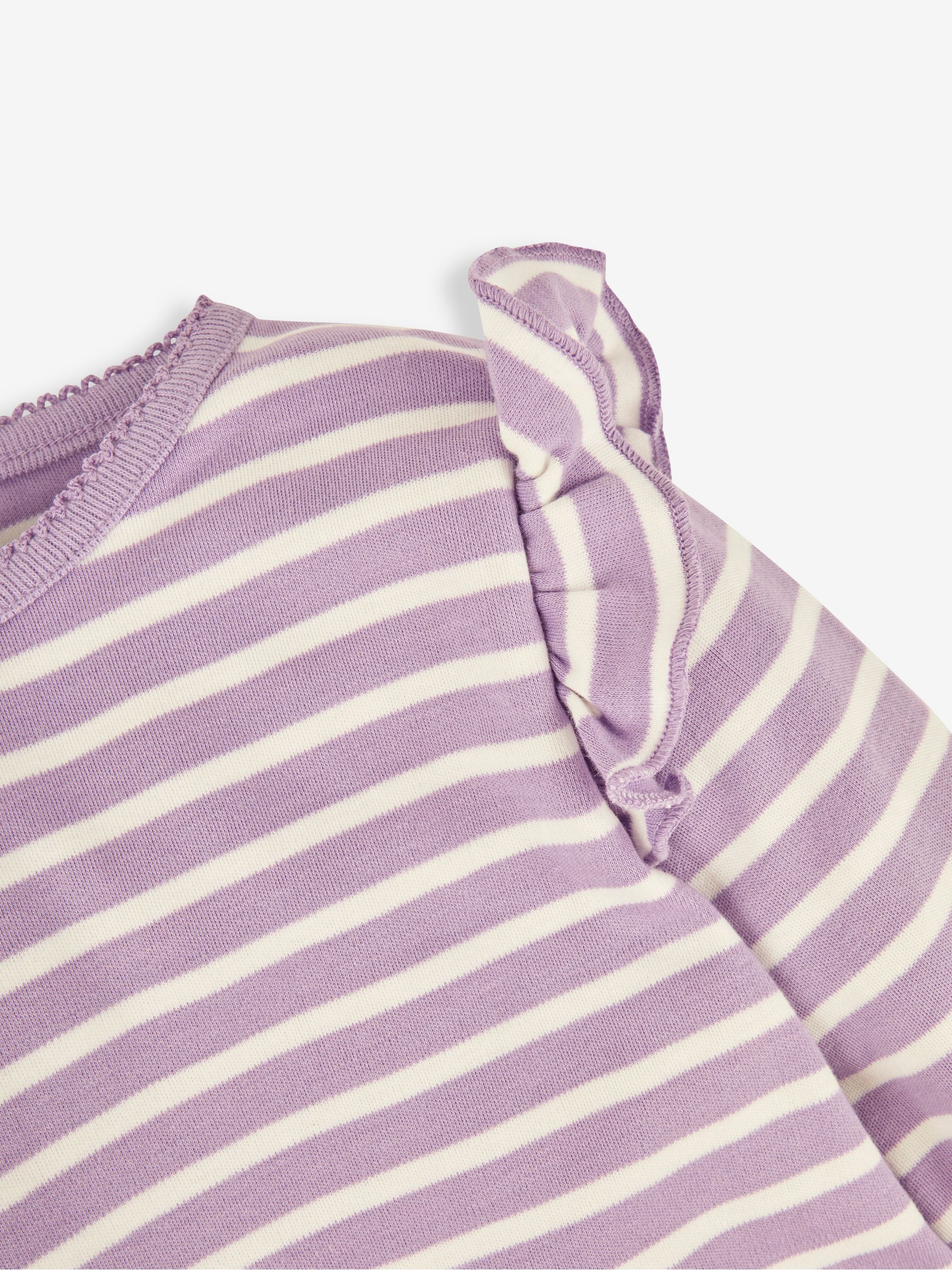 Lilac Purple Ditsy Floral 2-Pack Print & Stripe Frill Tops - Image 6 of 7