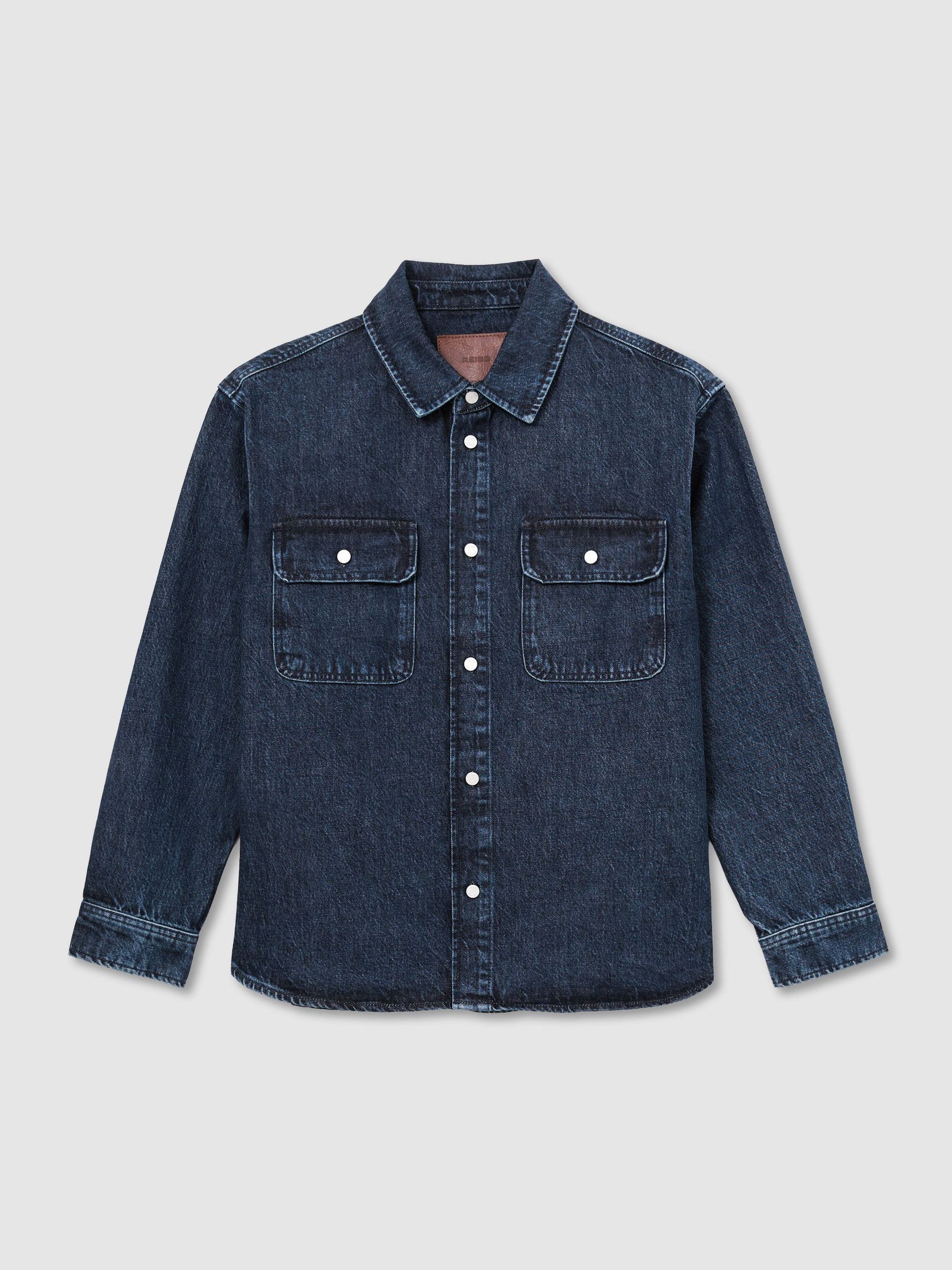 Twin-Pocket Rigid-Denim Jacket in Dark Blue - Image 2 of 7